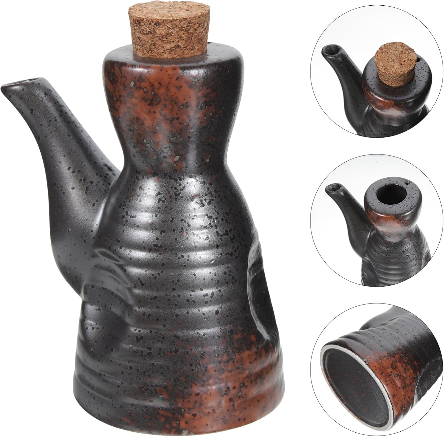 Stylish Japanese Ceramic Soy Sauce Vinegar Seasoning Bottle with Lid