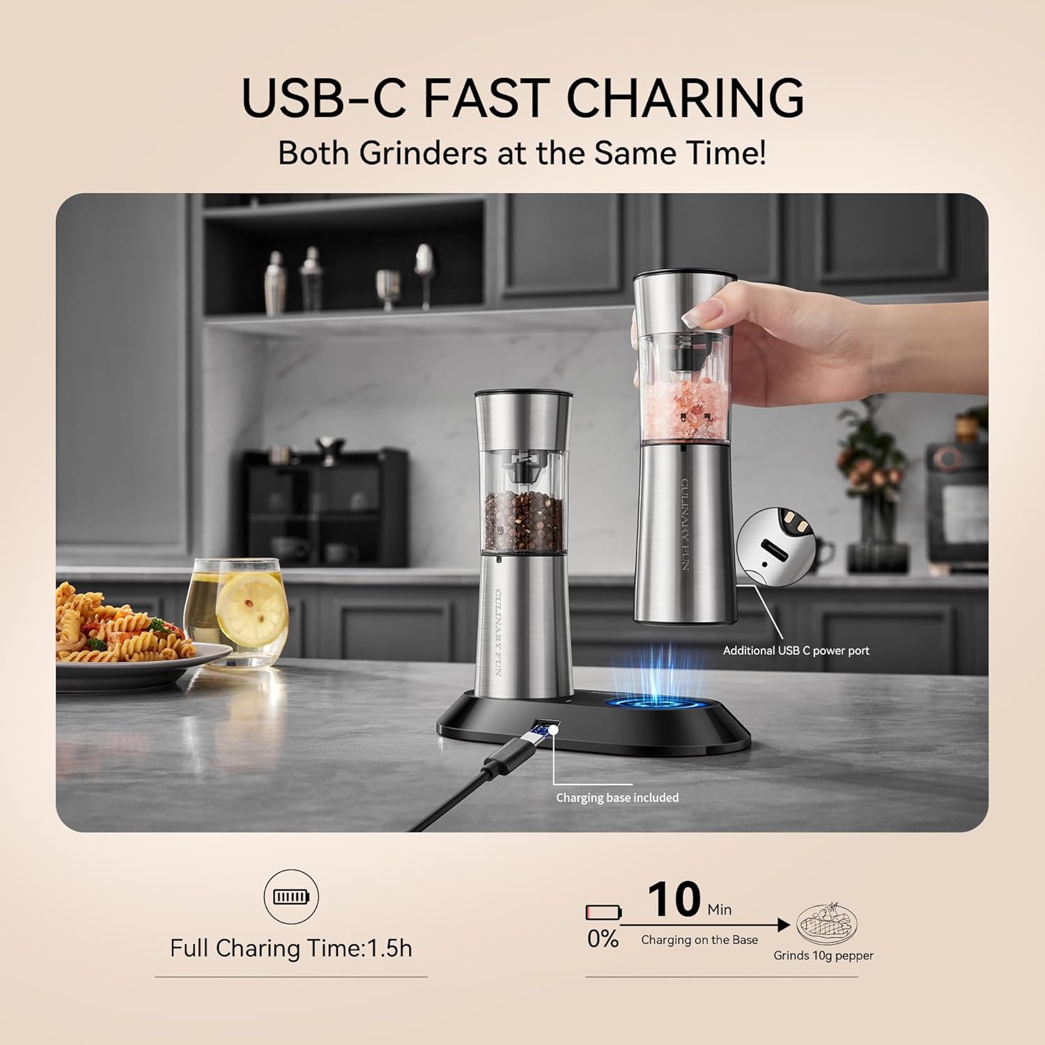 Ergonomic Salt and Pepper Grinder Set