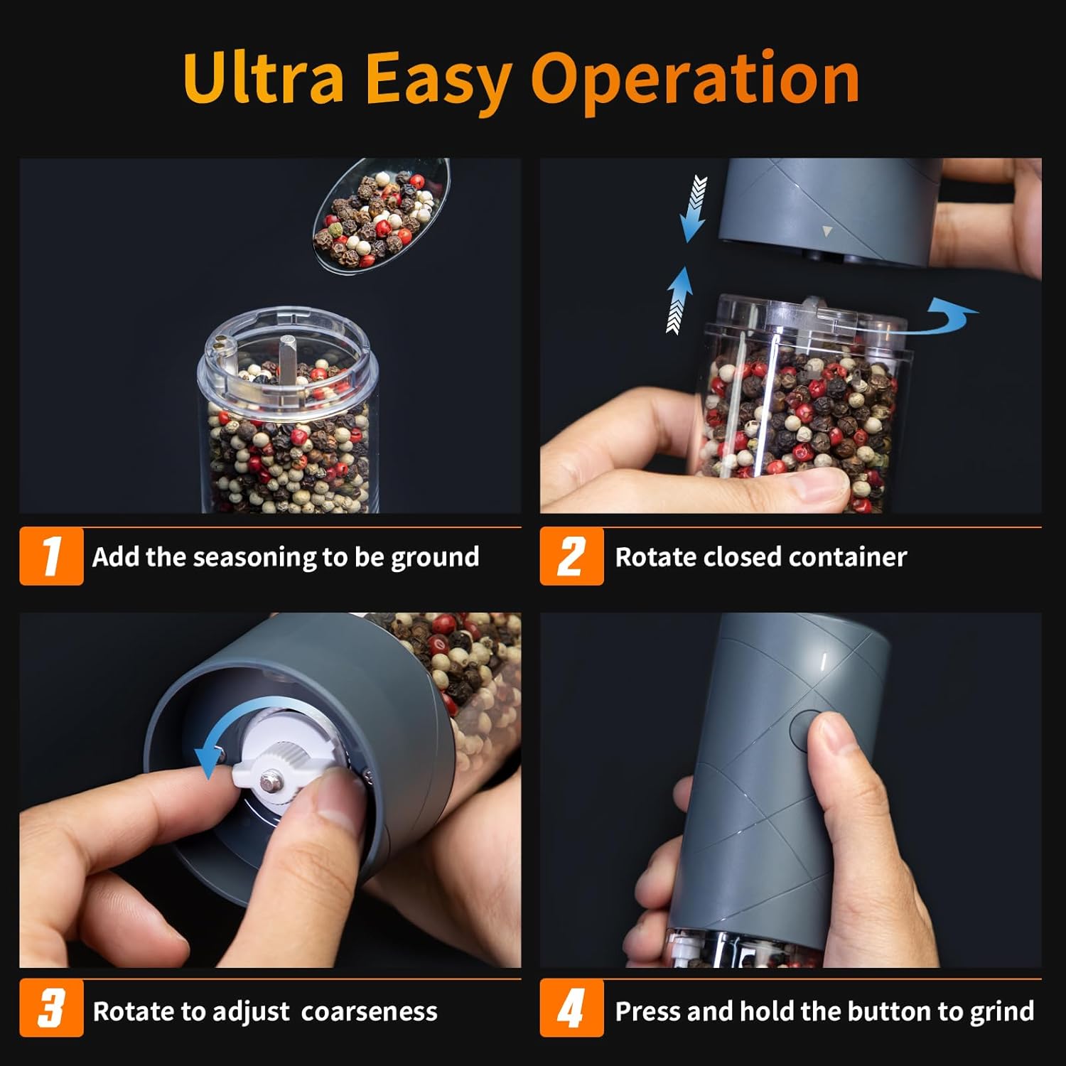 Adjustable Salt and Pepper Grinder Set with LED Light