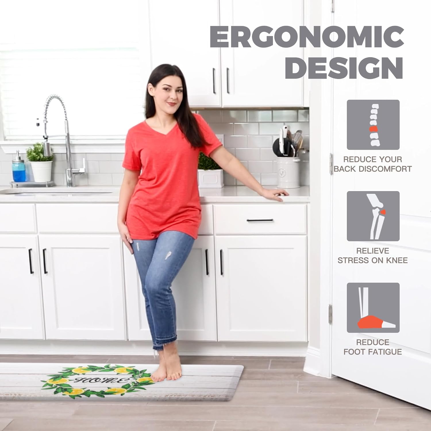 KOKHUB Anti-Fatigue Kitchen Mat Soft Cushioned for Standing Use
