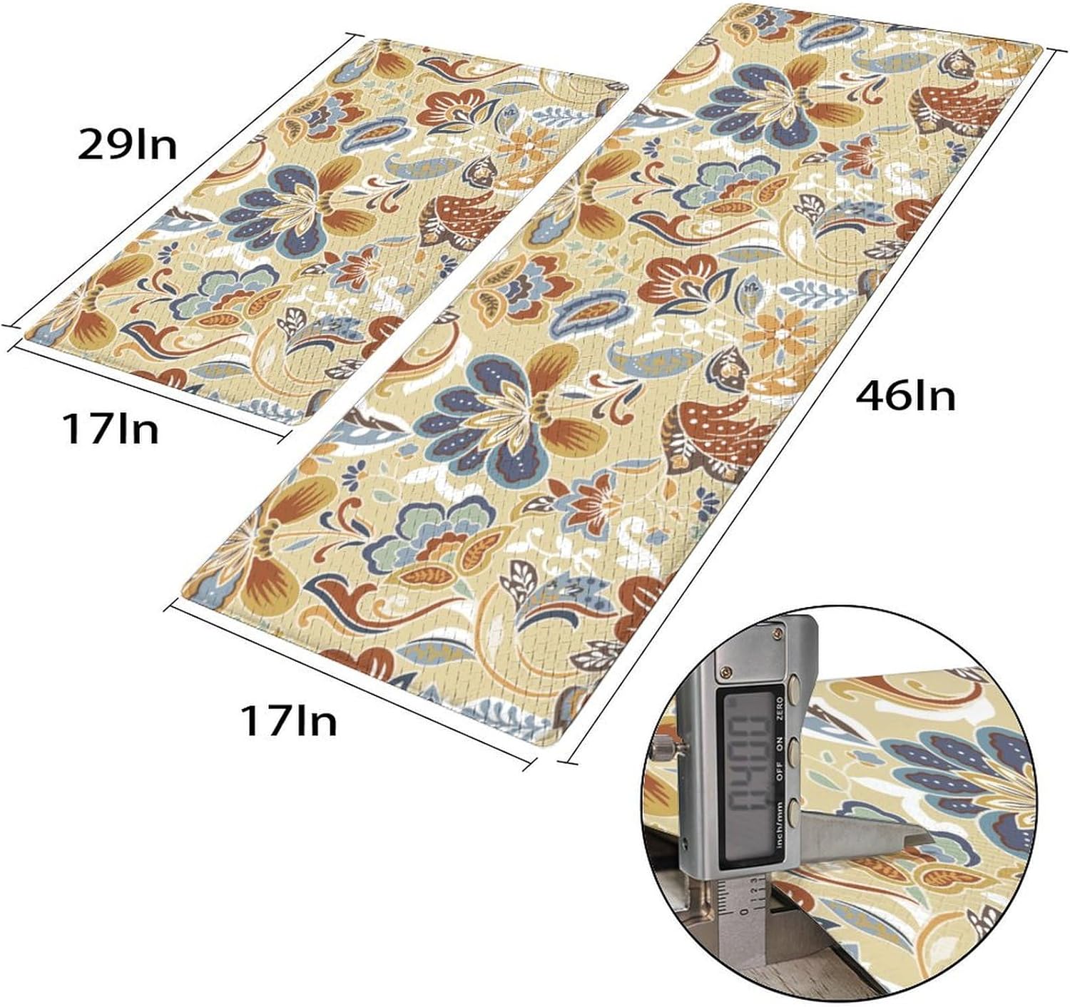 Perfect Pair of Kitchen MatsNon-Skid Waterproof Floral Design