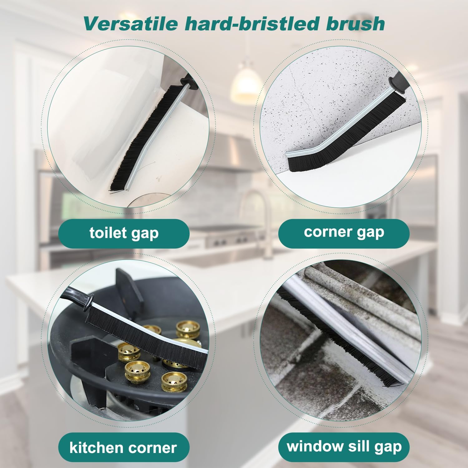 3-Piece Black Polypropylene Crevice Cleaning Brush Set