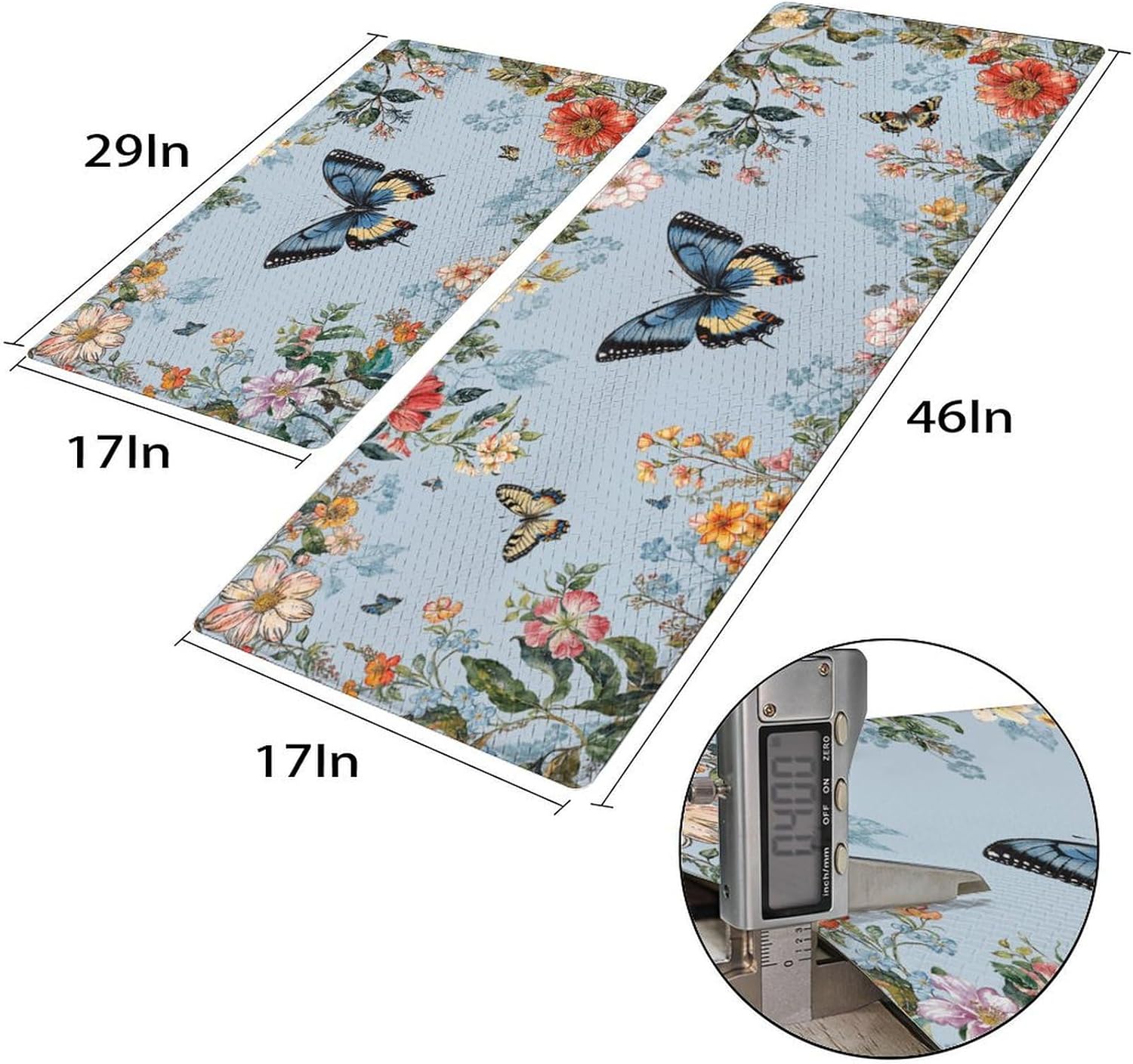 Floral Kitchen Mats Set - Non-Slip Waterproof for Home Kitchen