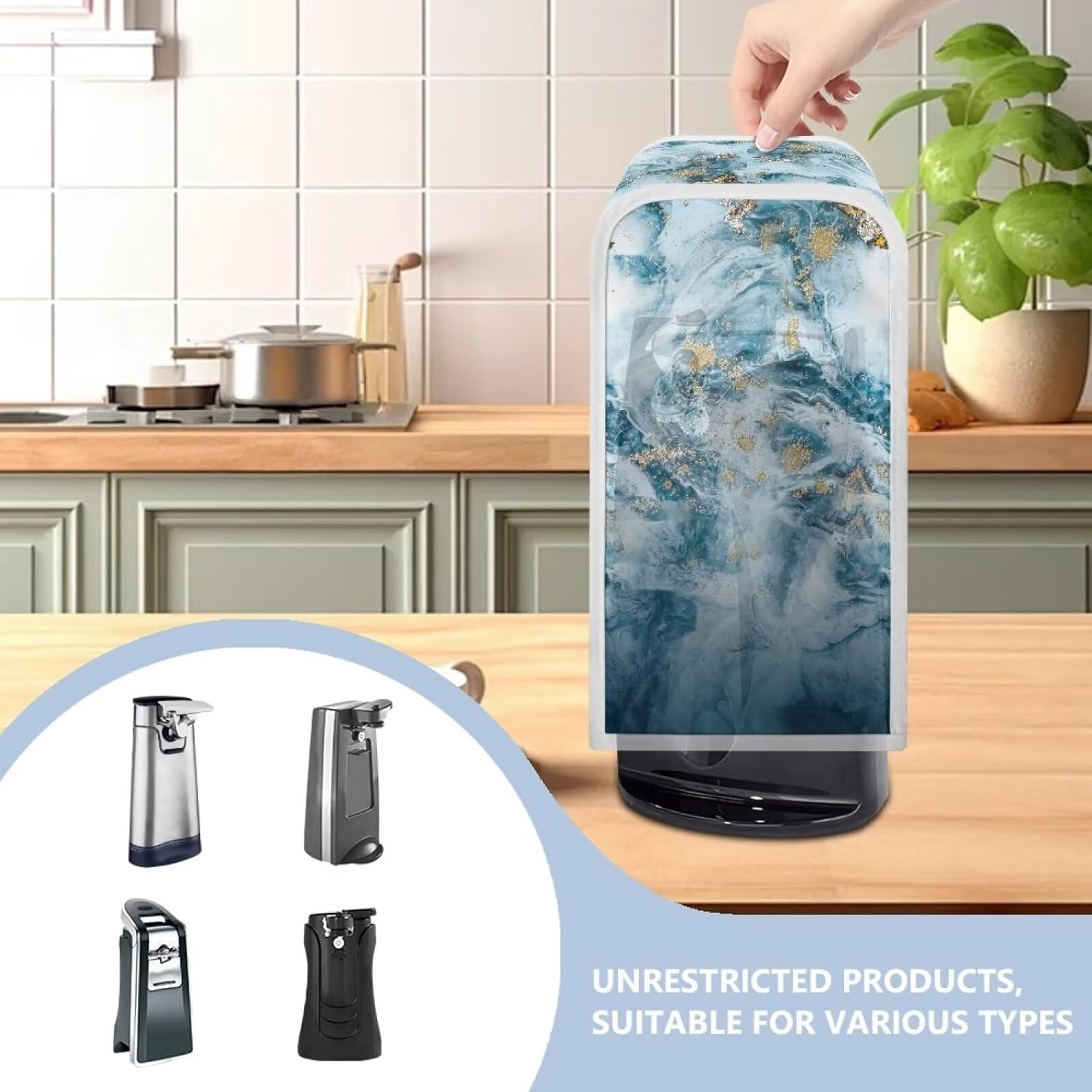 TODIYADDU Marble Print Can Opener Cover Novelty Dust Protection for Kitchen Use