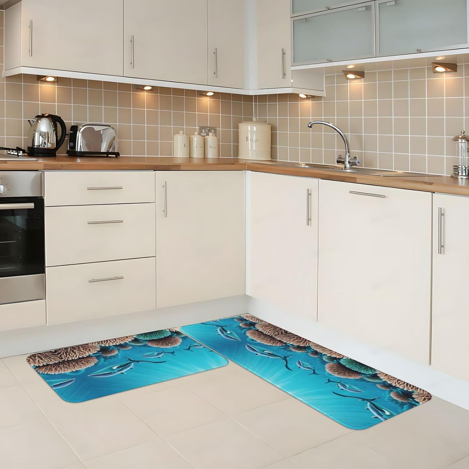 Deep Sea Whales Kitchen Floor Mat