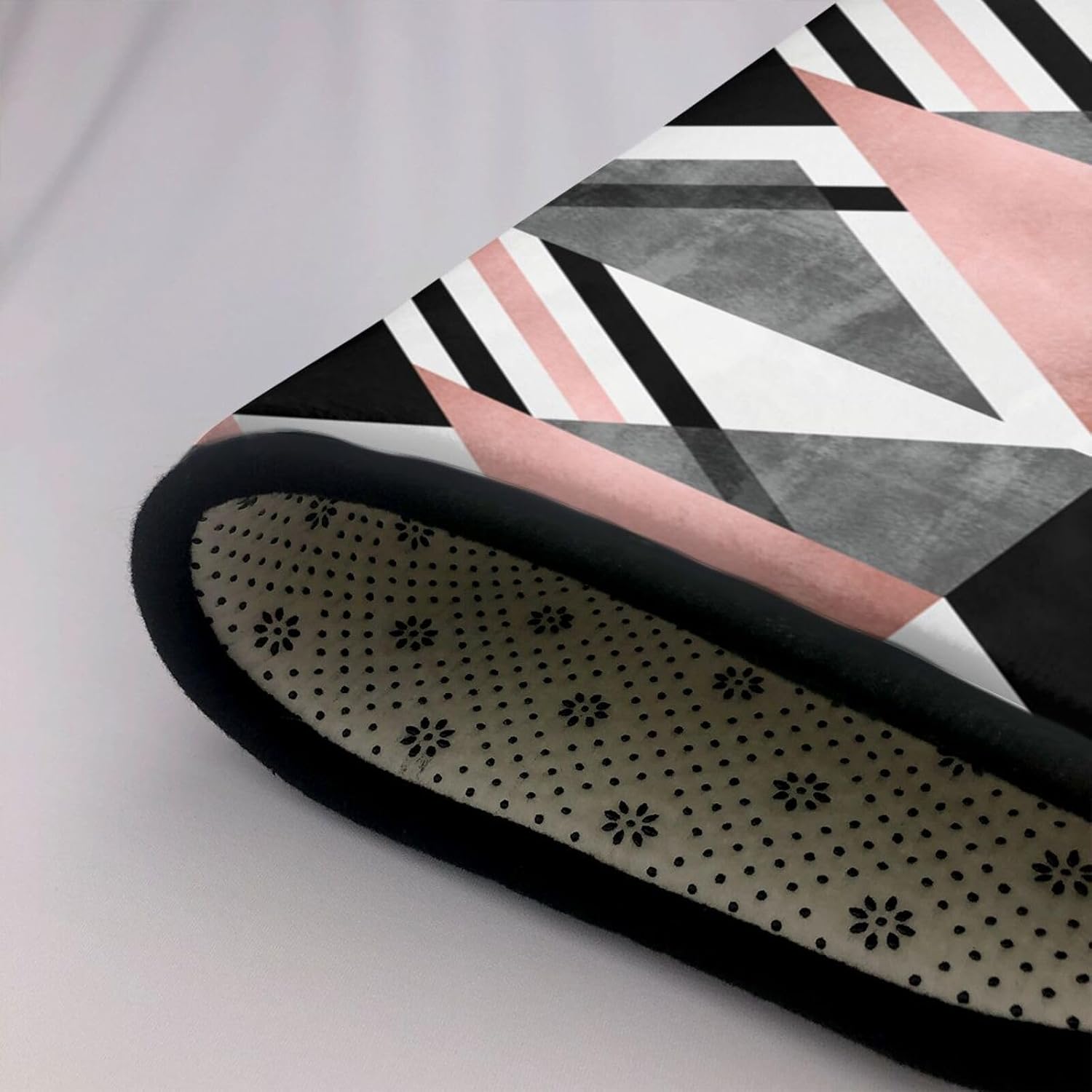 Breaux Abstract Triangle Striped Print Non-Slip Floor Mat