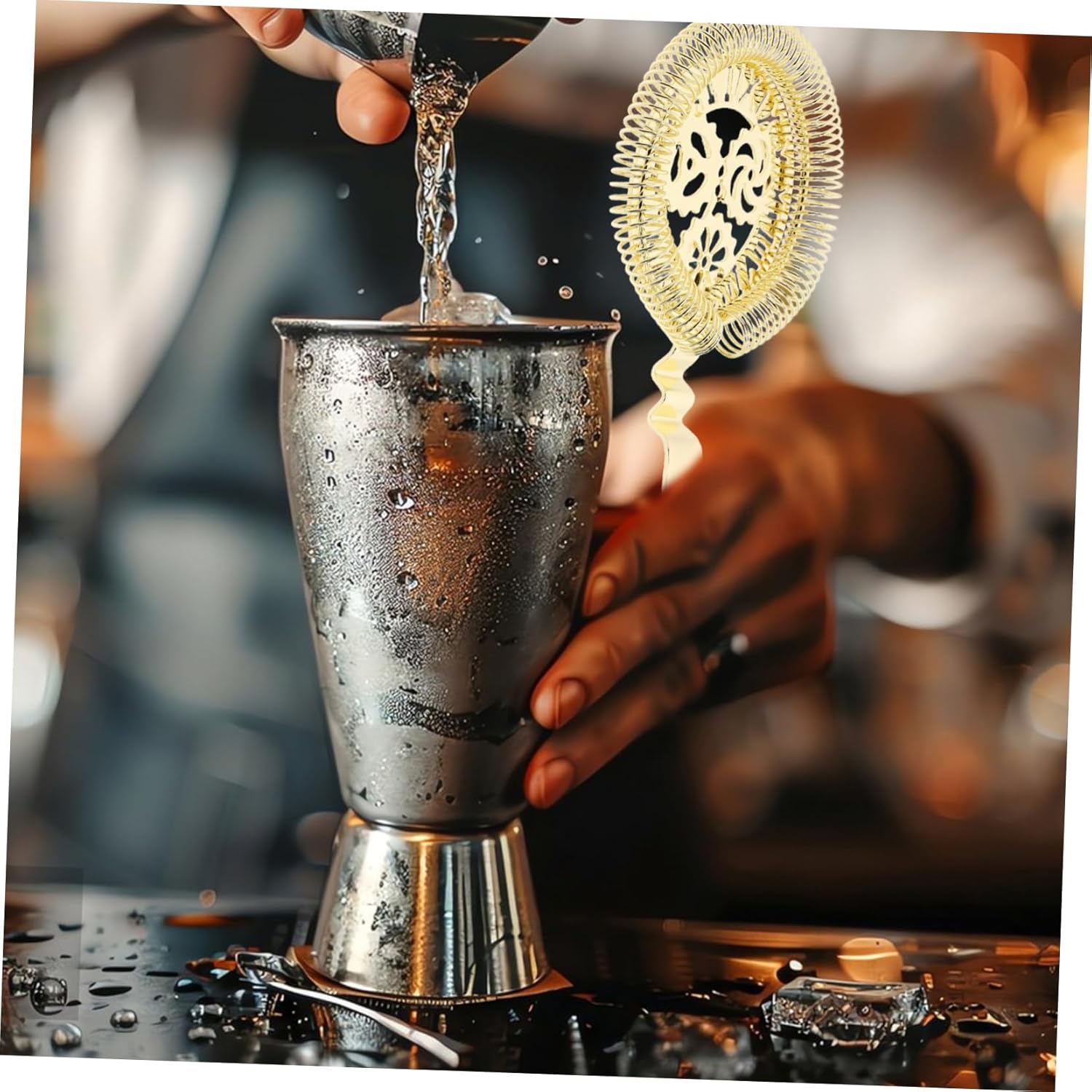 VOSAREA Gold Stainless Steel Cocktail Strainer