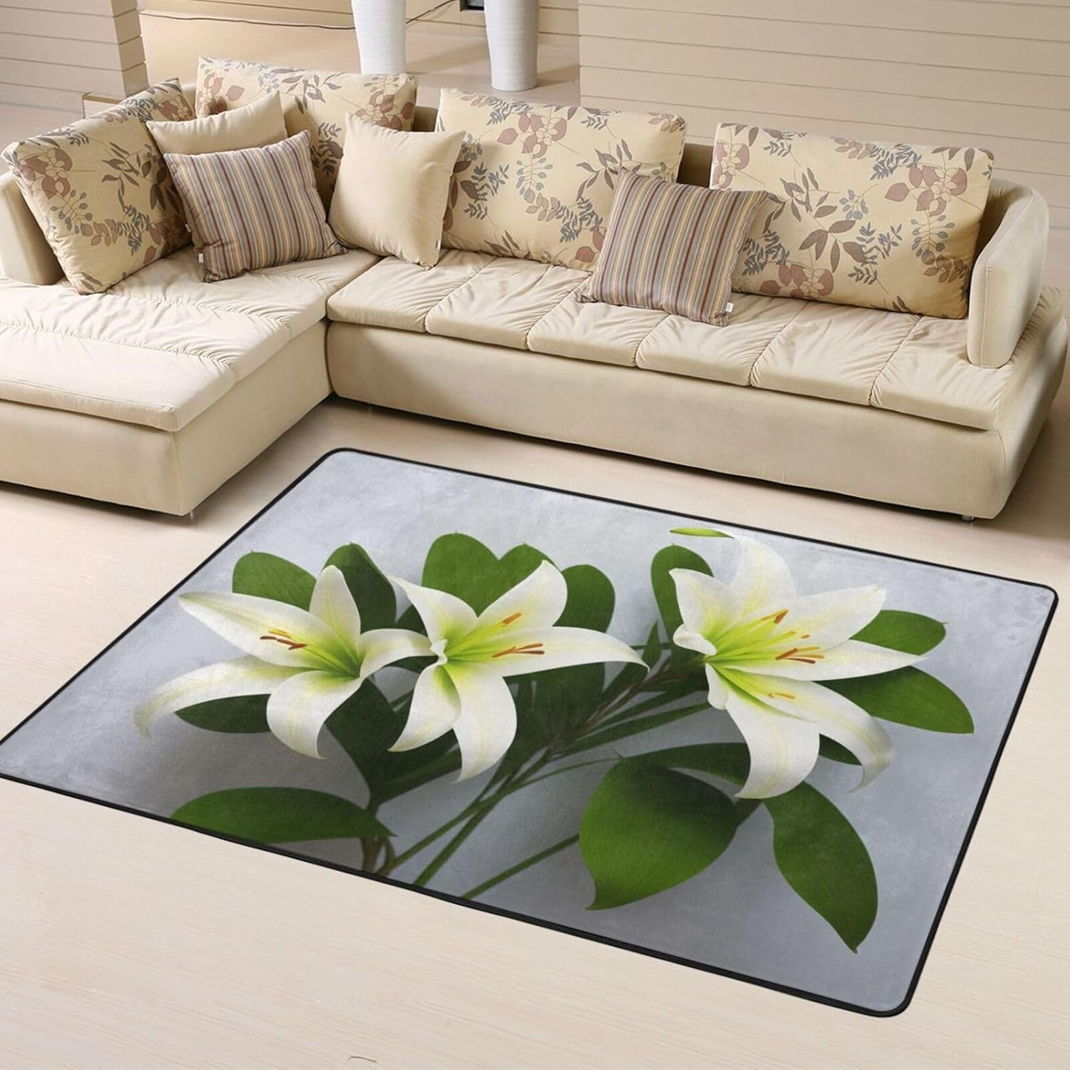 Lily Flowers 63x48in Floor Mat