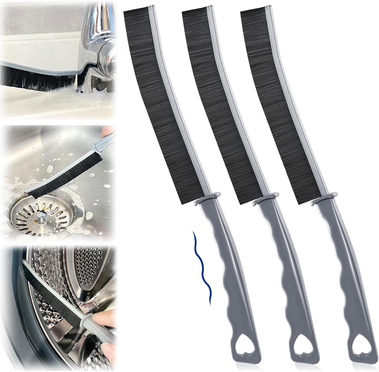 3-Piece Crevice Cleaning Set for Kitchen Bathroom Gaps
