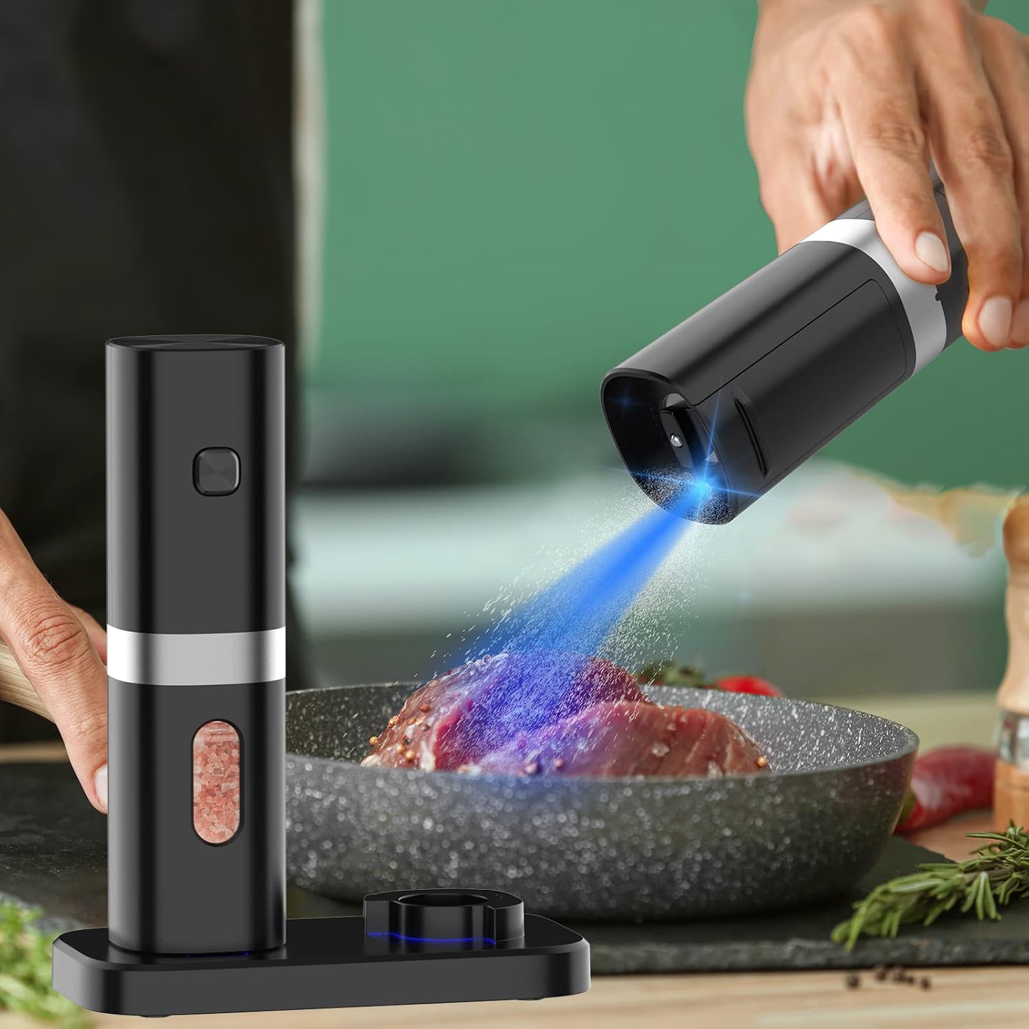 Syaws Electric Salt and Pepper Grinder Set with Charging Base
