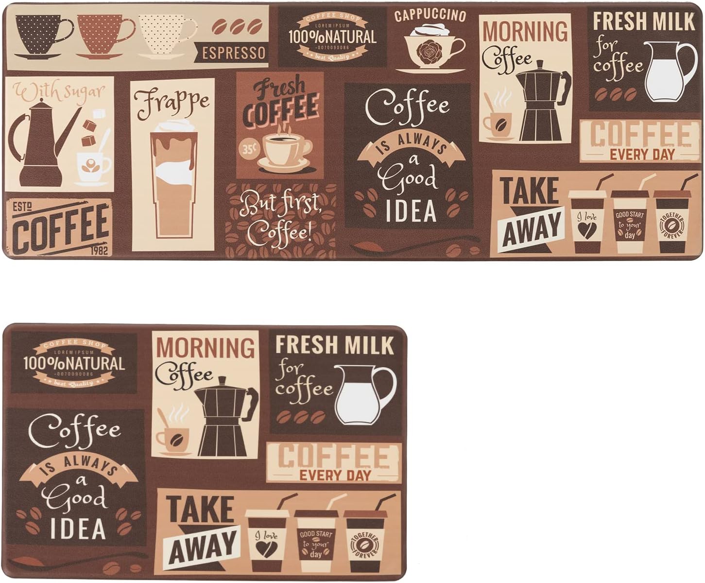 Asrug Anti Fatigue Kitchen Mat Dark Coffee Design
