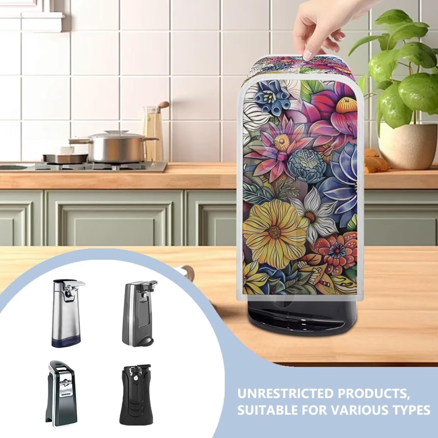 ZUXONGSY Bohemian Flower Can Opener Cover Durable Stylish Electric Can Opener Dust Cover