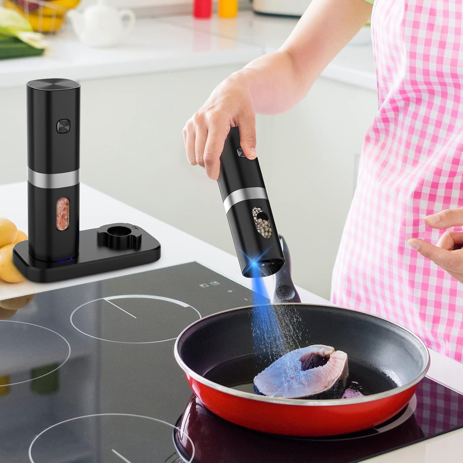 Syaws Electric Salt and Pepper Grinder Set with Charging Base
