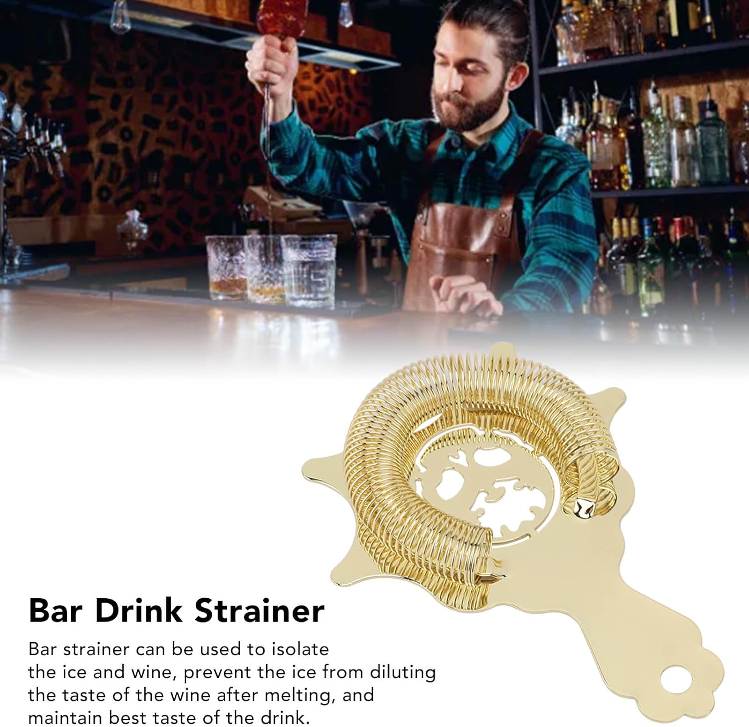 Multifunctional Detachable Professional Bar Strainer for Bartenders Gold