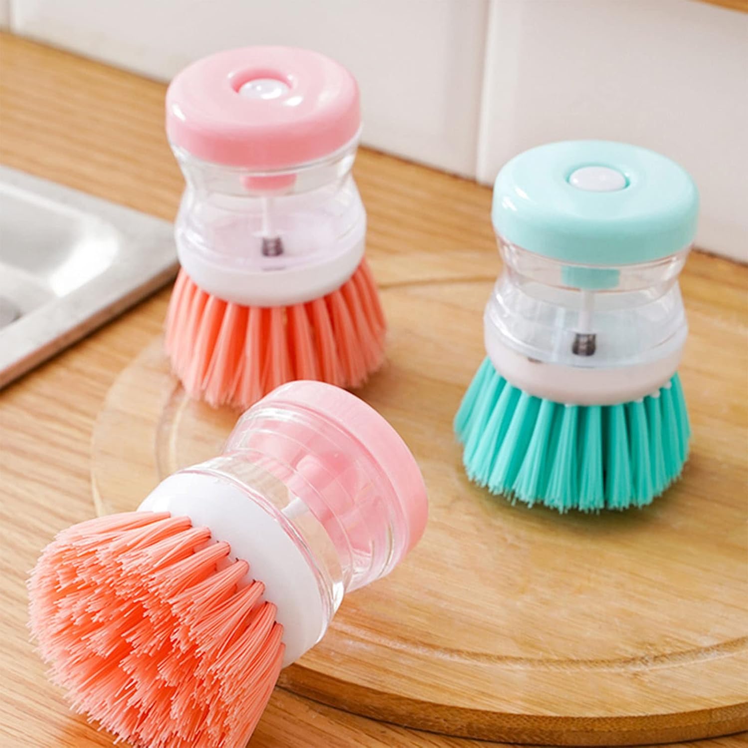Invoda 3-Piece Soap Dispenser Palm Brushes
