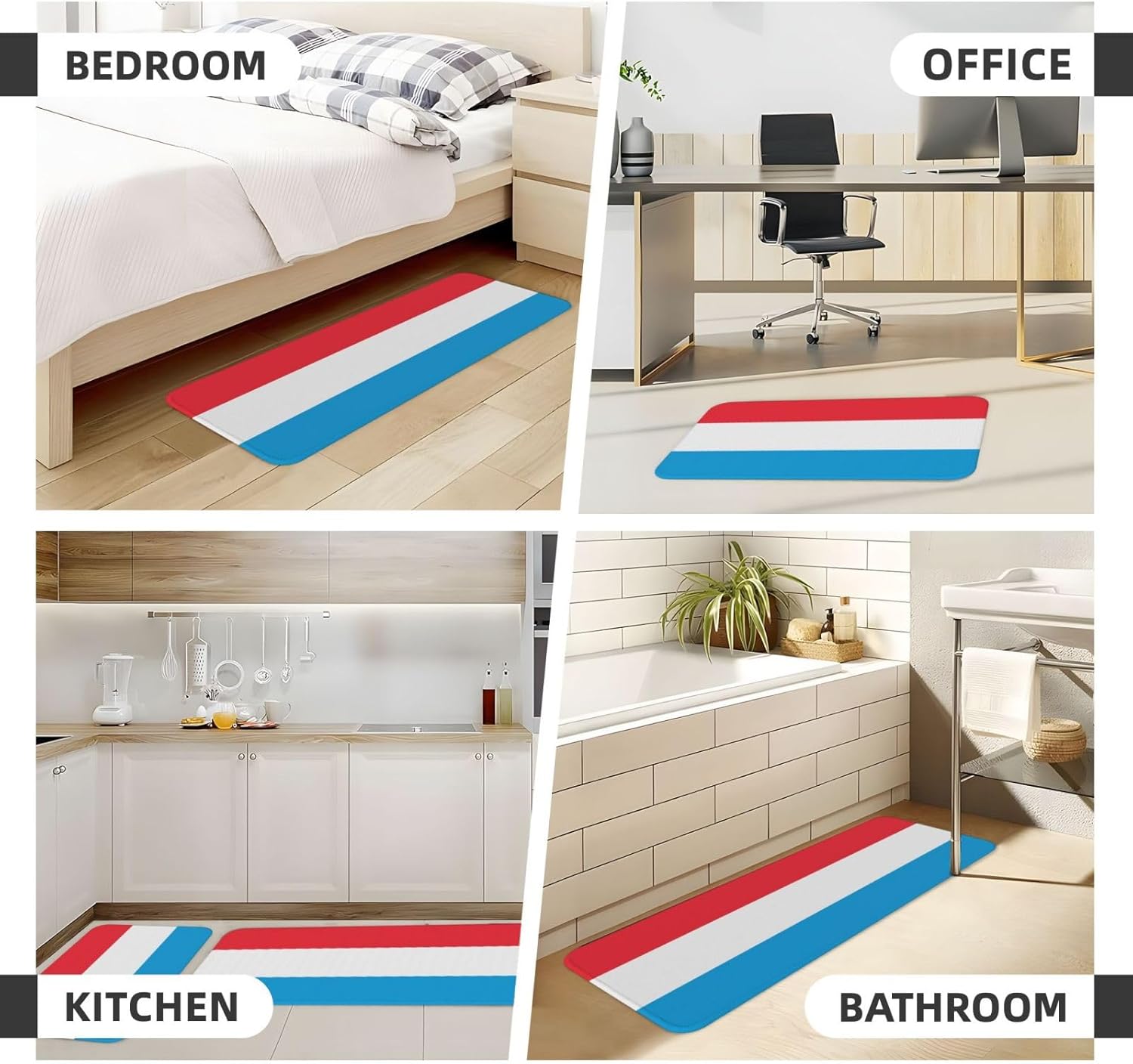 Luxembourg Flag Print Kitchen Mats Non-Slip 17x29 17x47