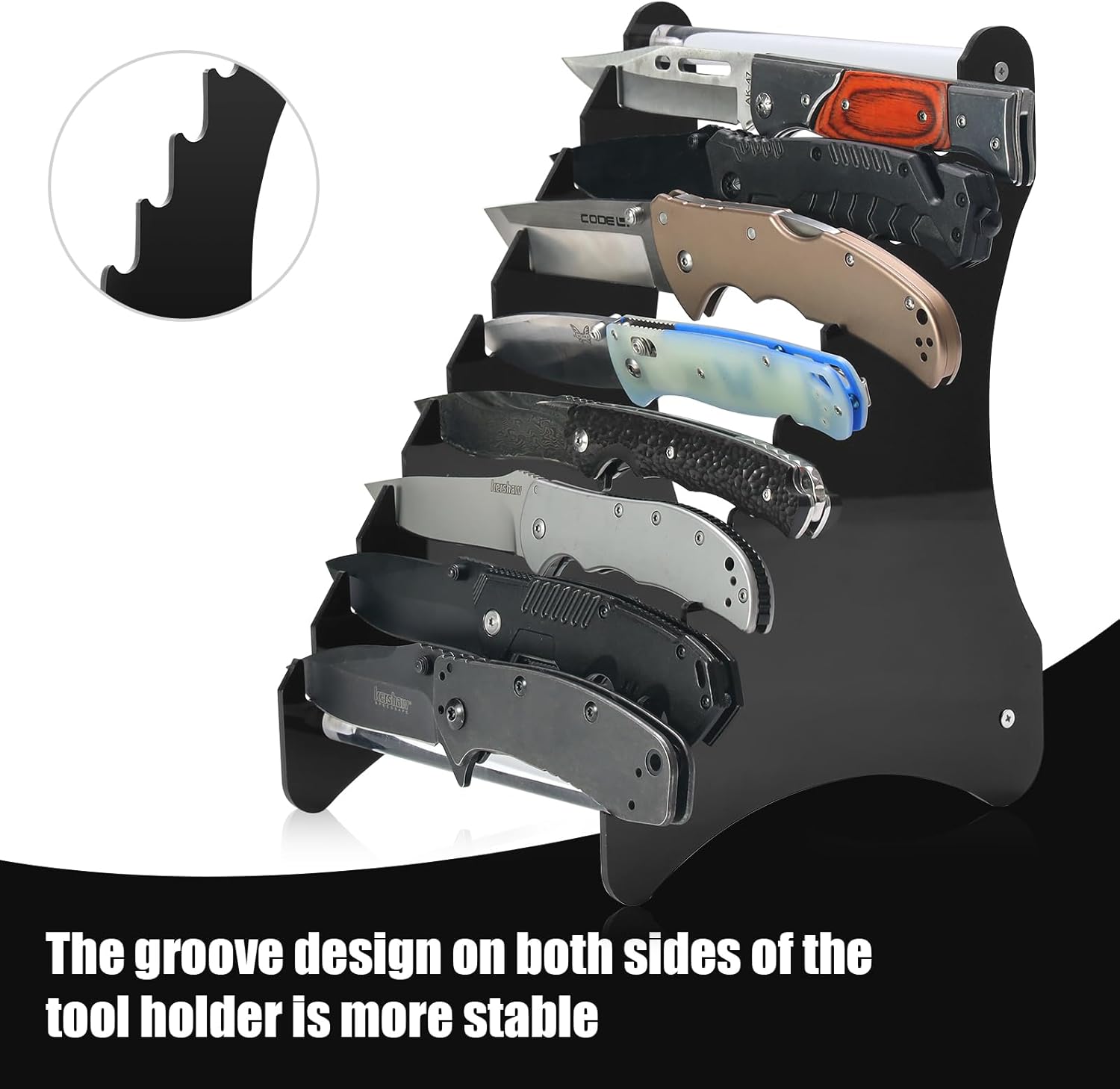 Biobasedon Folding Knife Display Stand Holds 8 Knives Durable and Compact