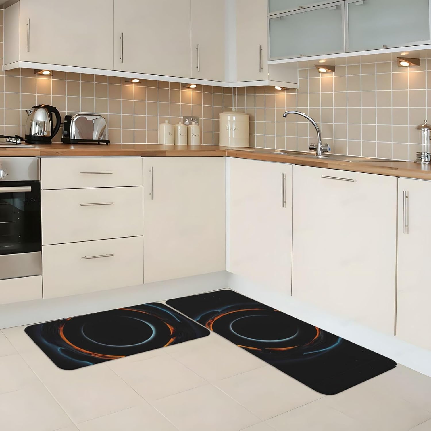 Mysterious Cosmic Black Holes Print Kitchen Mats