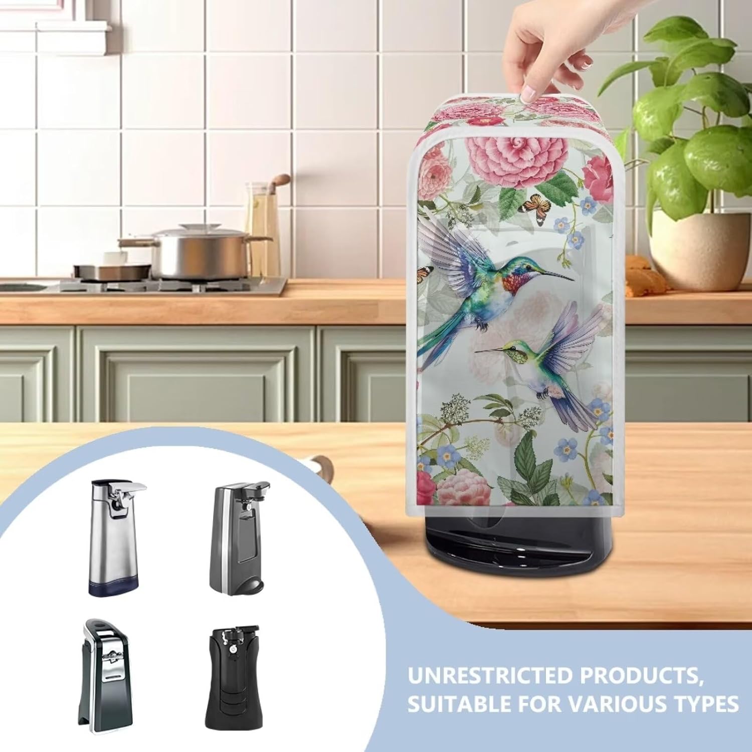 Floral Hummingbird Electric Can Opener Cover White Kitchen inadvertently perfect