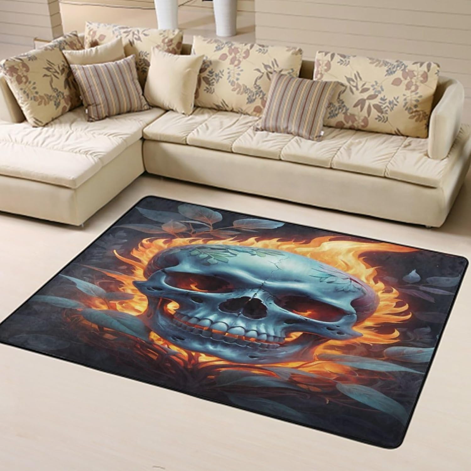 Cool Flaming Skull Comfort Mat