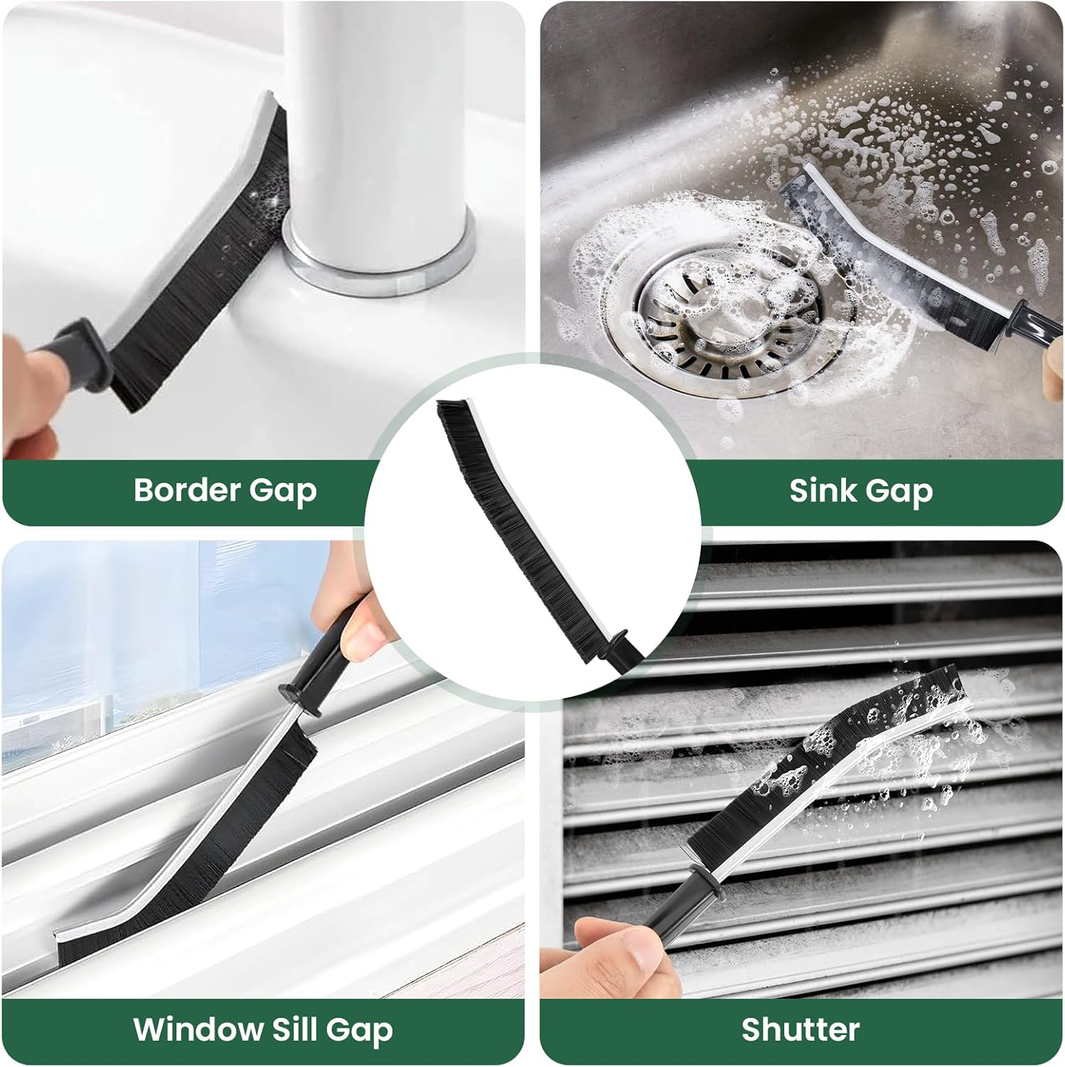 6-Piece Set of Hard Bristle Crevice Cleaning Brushes for Home Use
