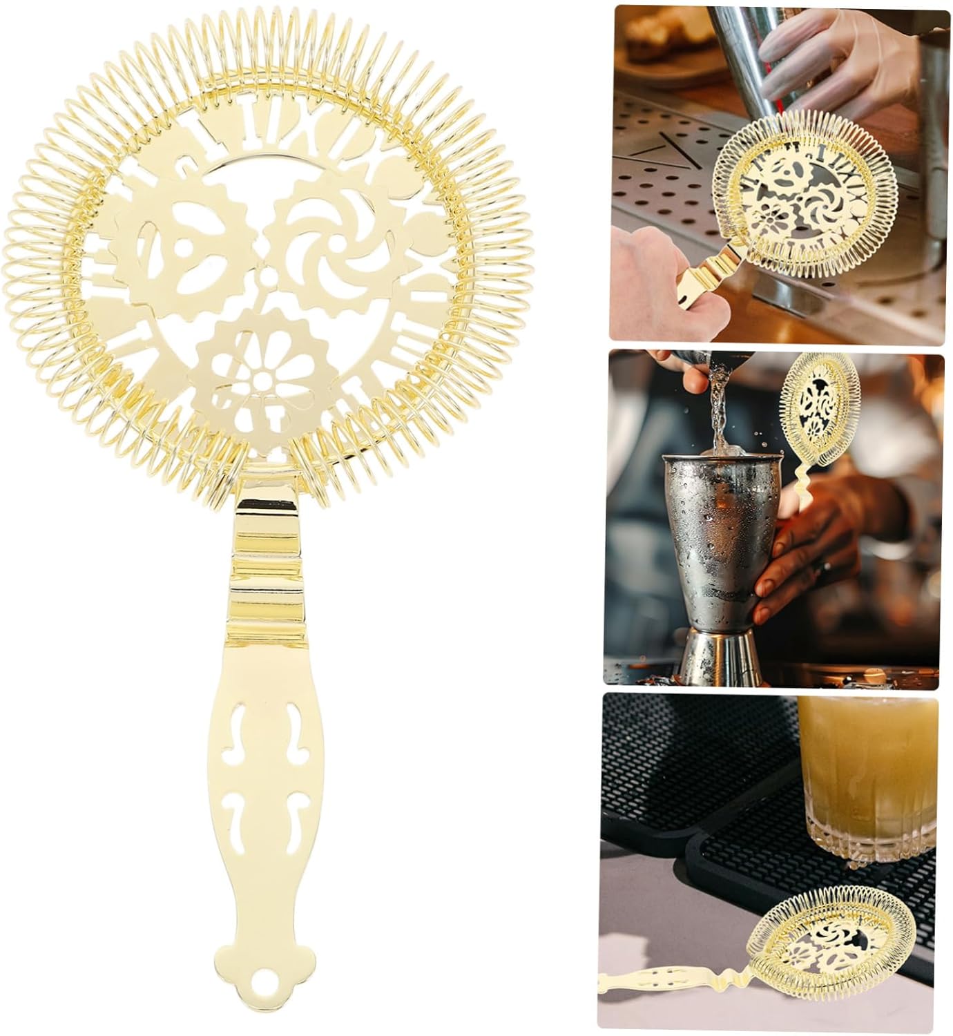 VOSAREA Gold Stainless Steel Cocktail Strainer