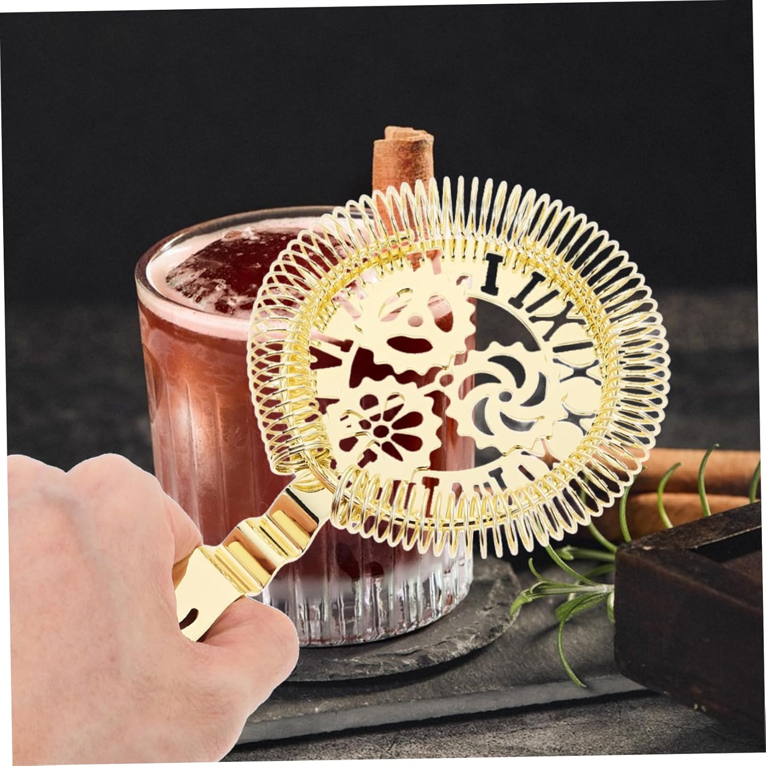 VOSAREA Gold Stainless Steel Cocktail Strainer