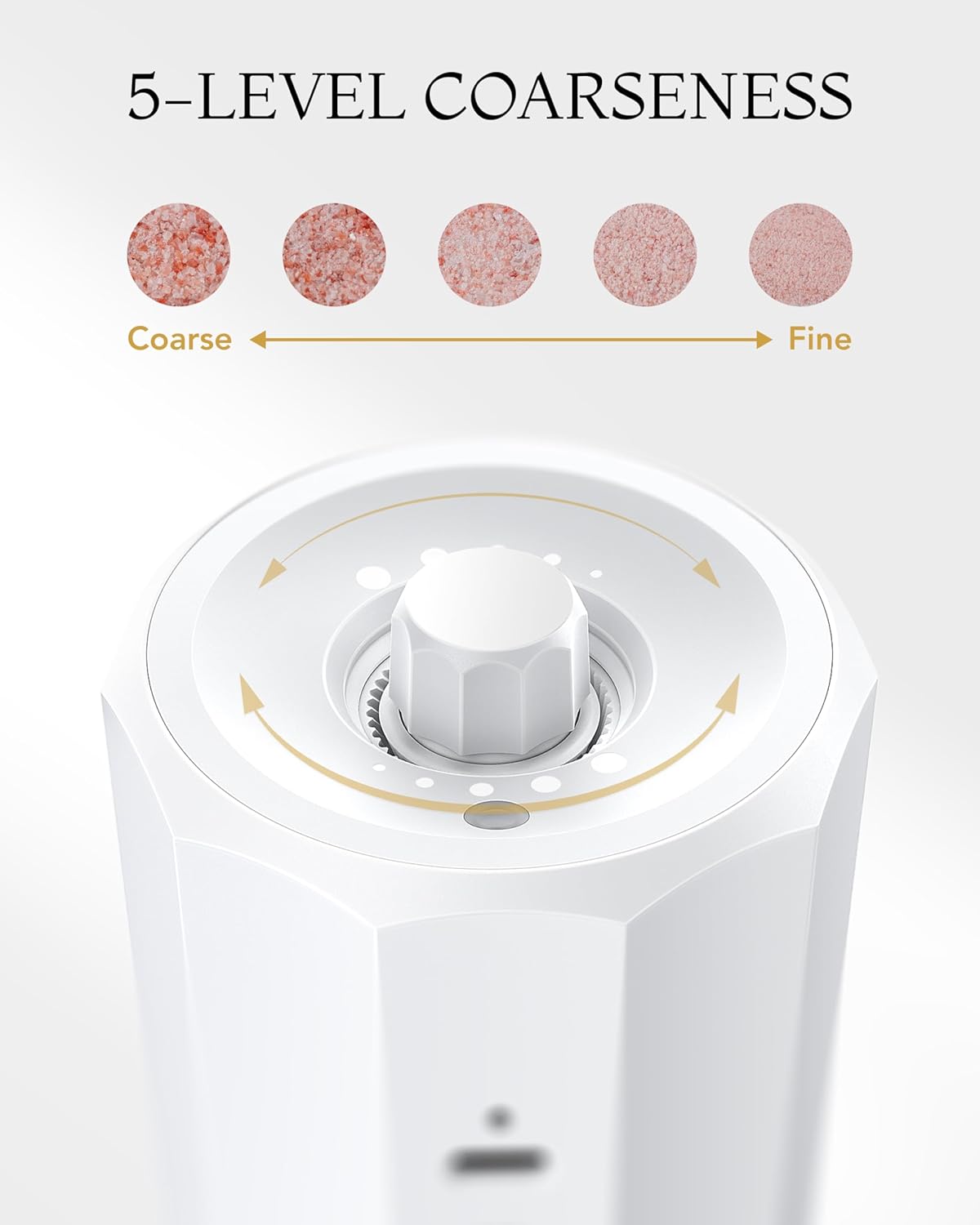 FORLIM 2-Speed Electric Salt Pepper Grinder 800mAh Rechargeable Auto-Reverse Clean White