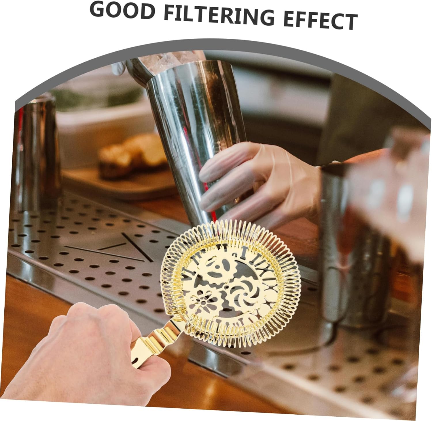 VOSAREA Gold Stainless Steel Cocktail Strainer