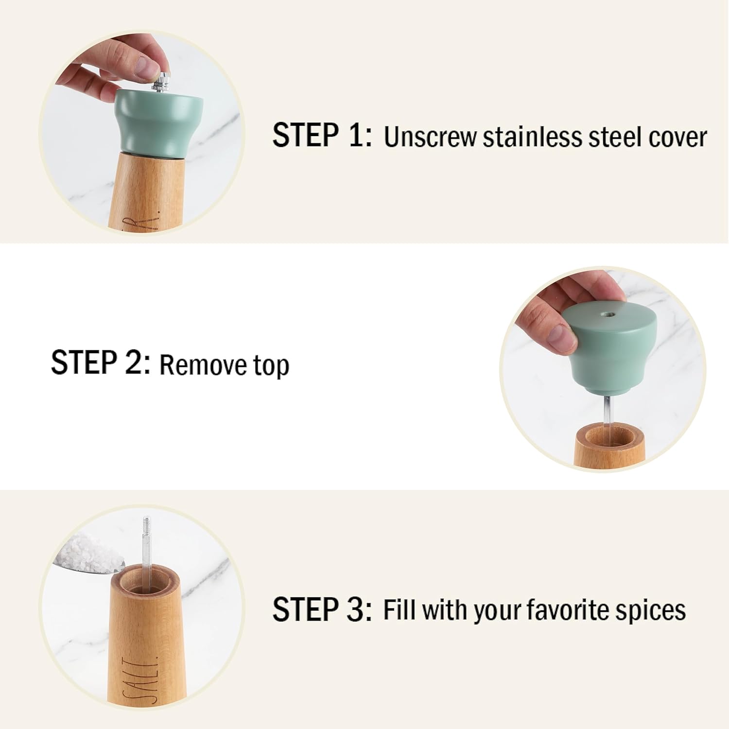 Bamboo Salt Pepper Grinder Set