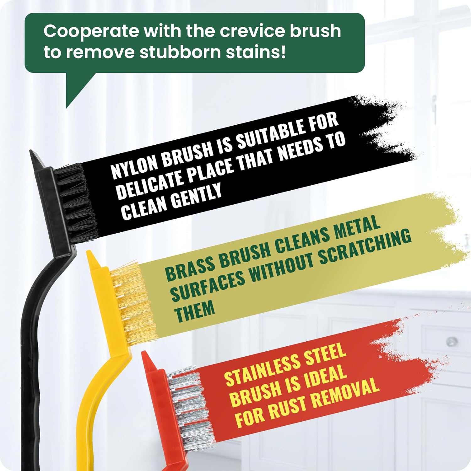 6-Piece Set of Hard Bristle Crevice Cleaning Brushes for Home Use