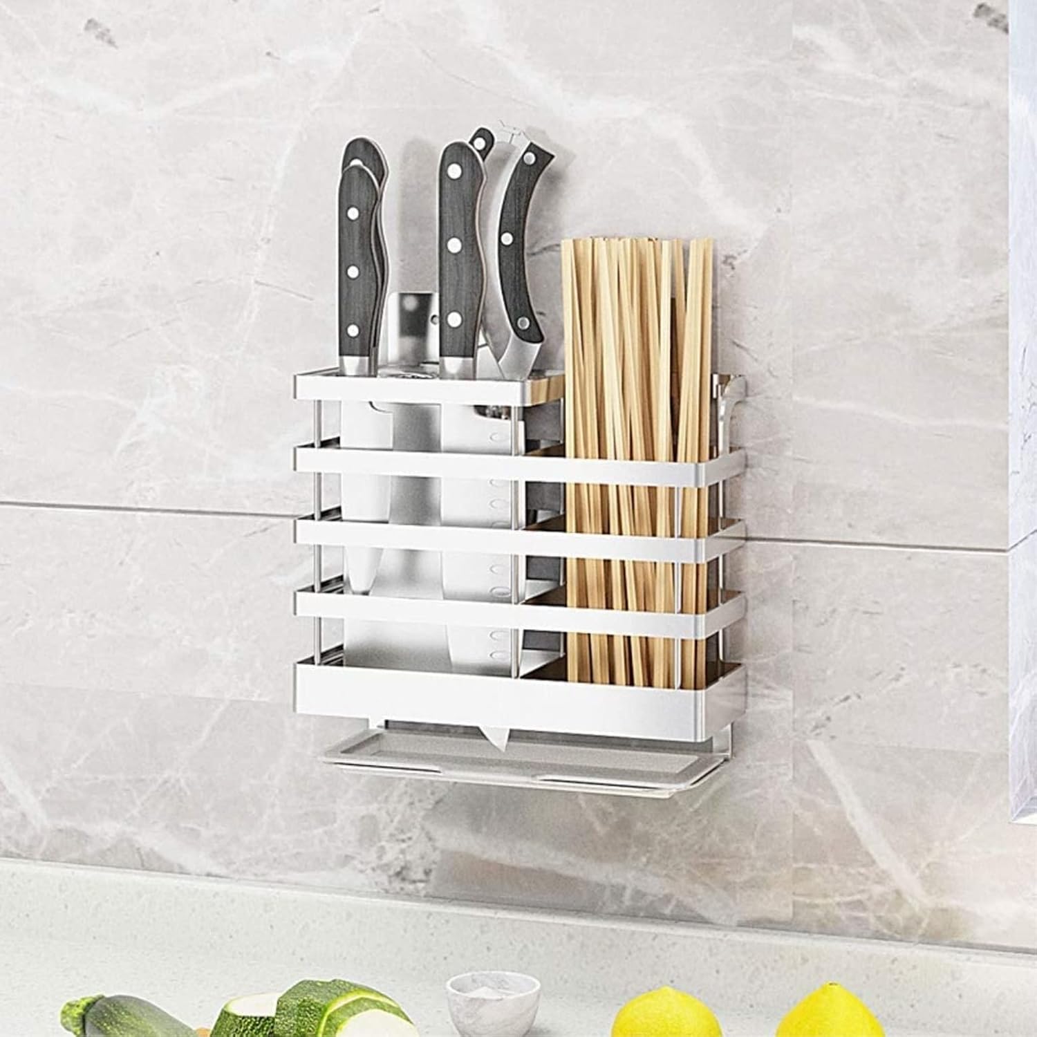 Sturdy Kitchen Knife Holder with Eco-Friendly Drain Pan