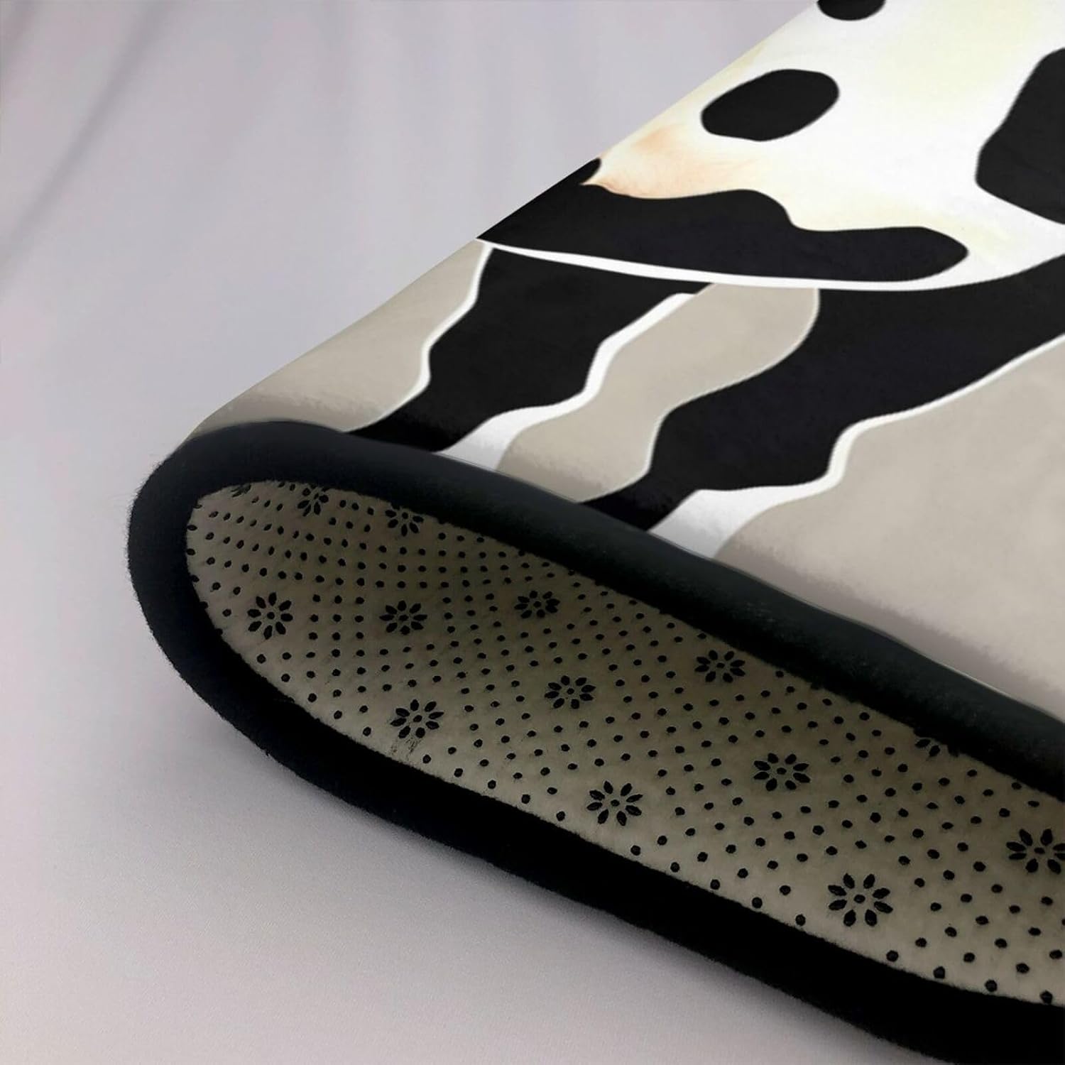 Breaux Cow Black Spot Print Non-Slip Floor Mat 80x58in