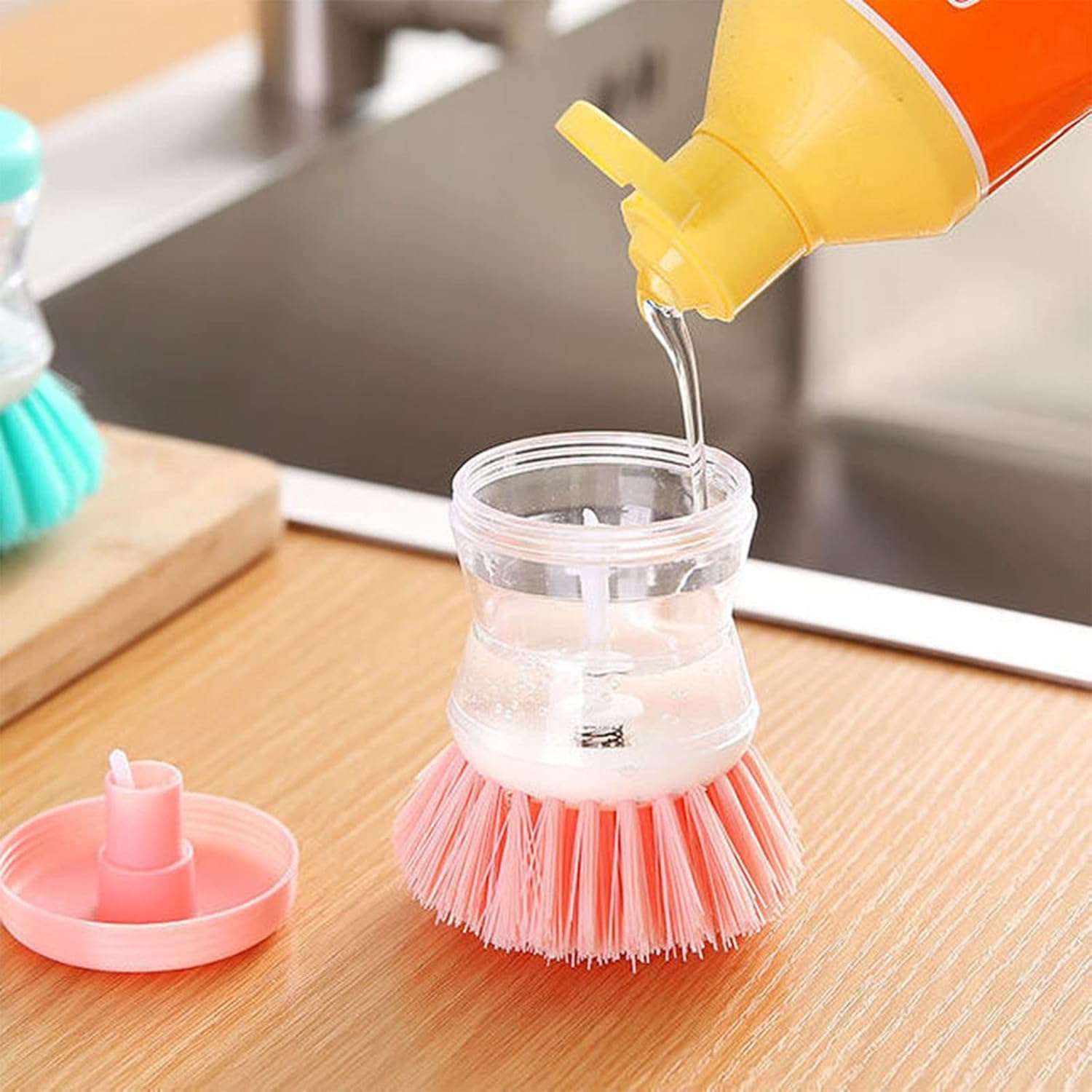 Invoda 3-Piece Soap Dispenser Palm Brushes