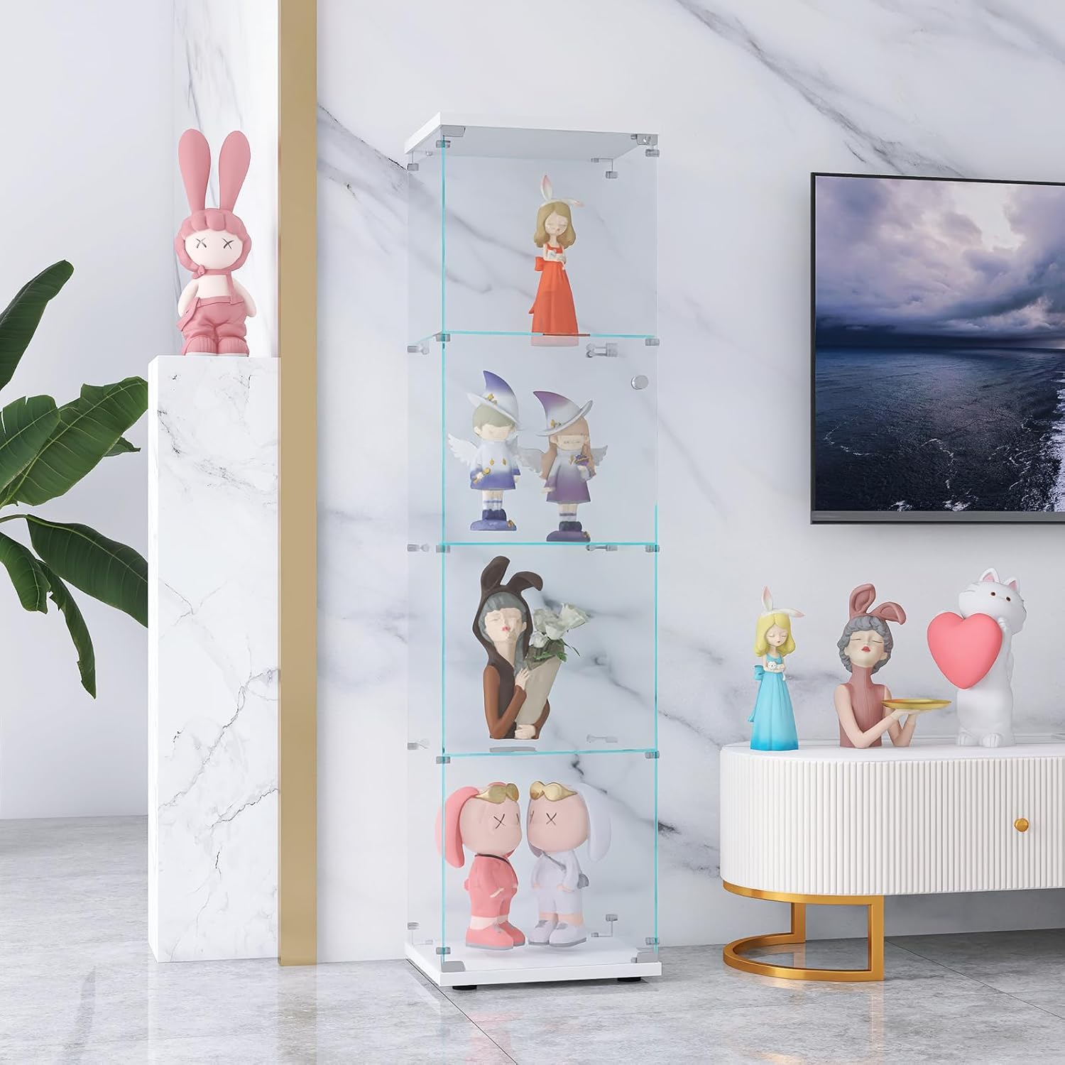 Sturdy 4-Tier tempered glass display cabinet