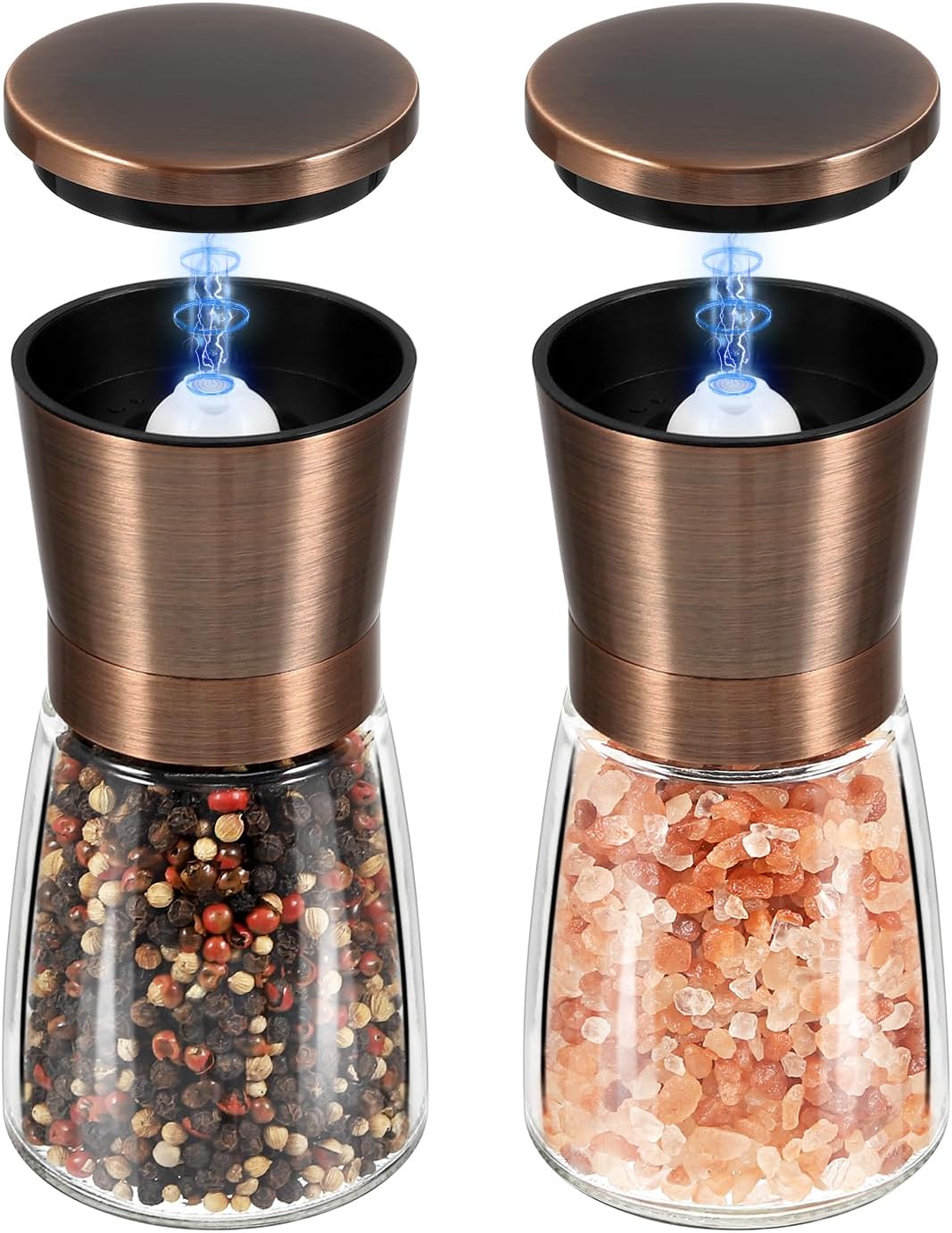 Vzaahu - Stainless Steel Salt and Pepper Generators with Magnetic Lid
