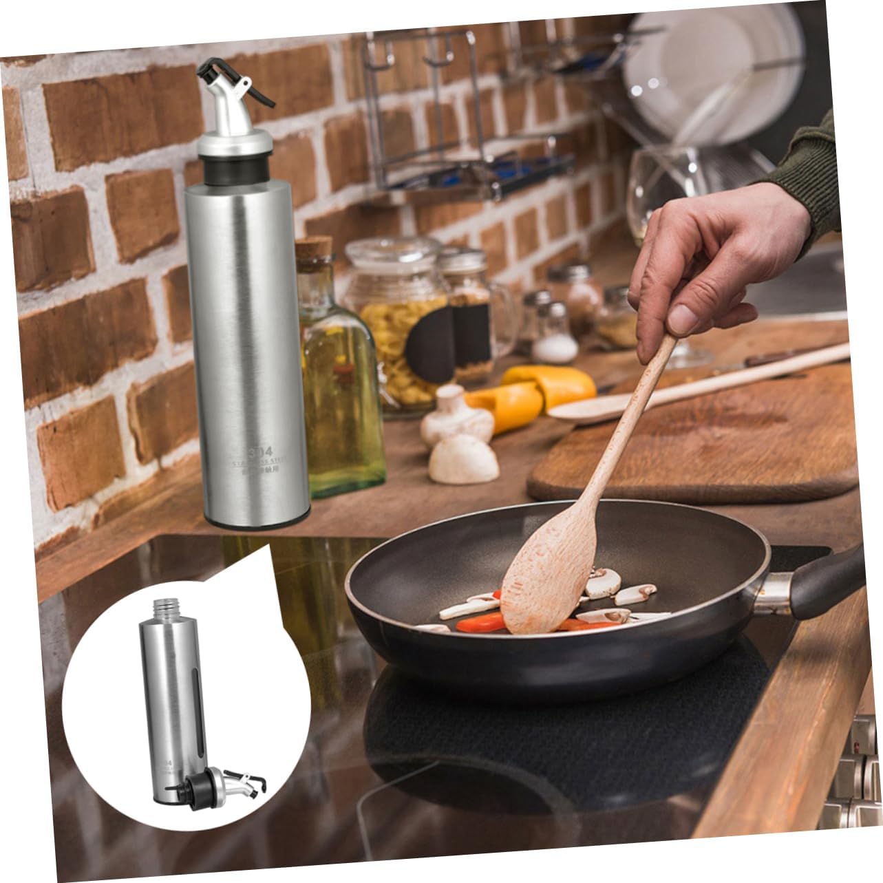 CIYODO 304 Stainless Steel Oil Dispenser 250ml Leak-Proof Kitchen Condiment Bottle