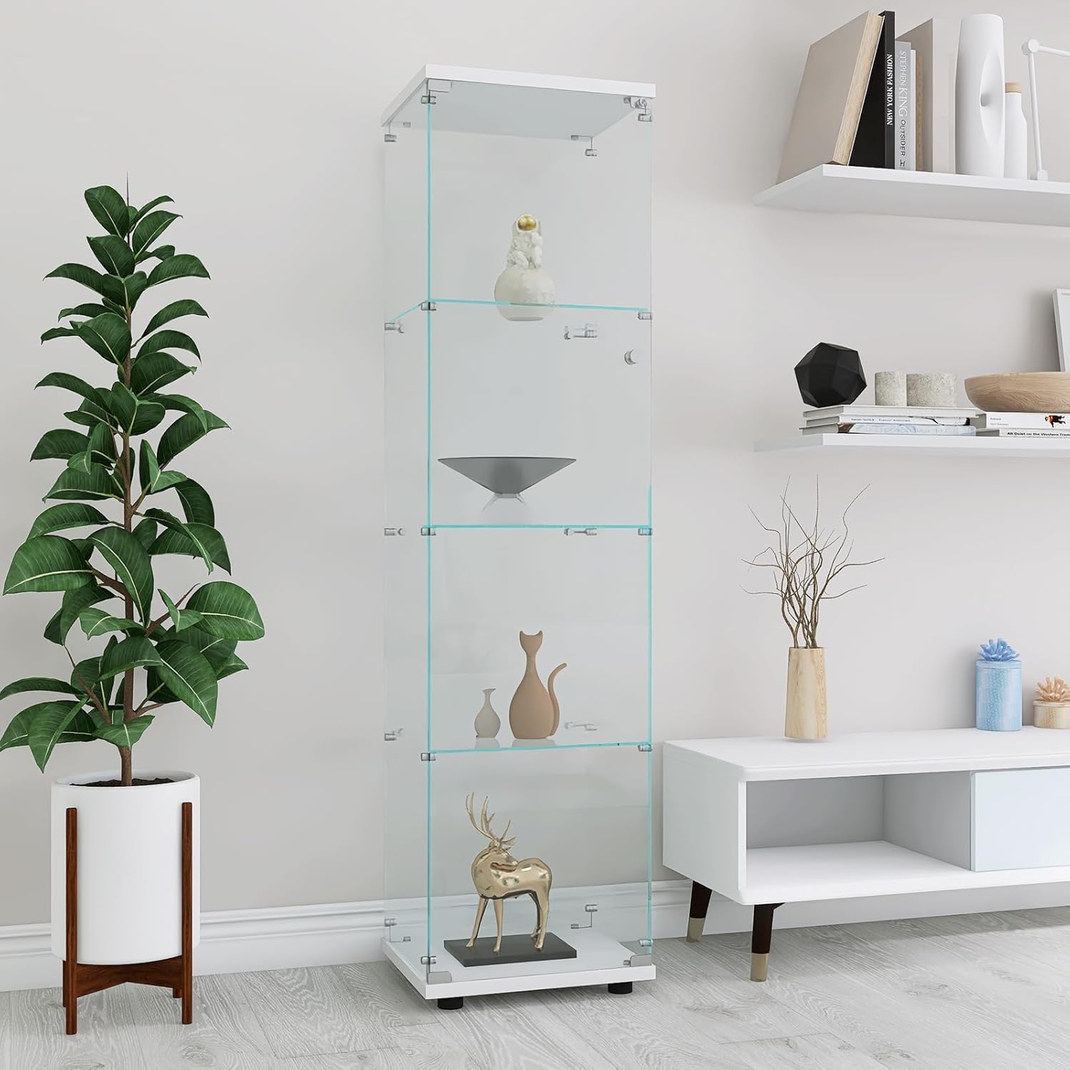 Sturdy 4-Tier tempered glass display cabinet