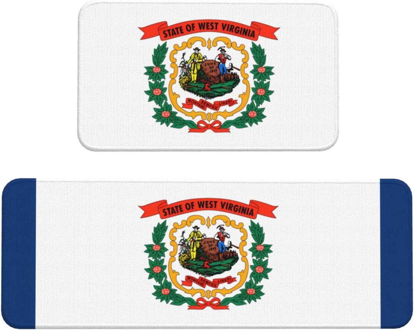West Virginia Flag Kitchen Mats - Non-Slip Waterproof Rust Resistant