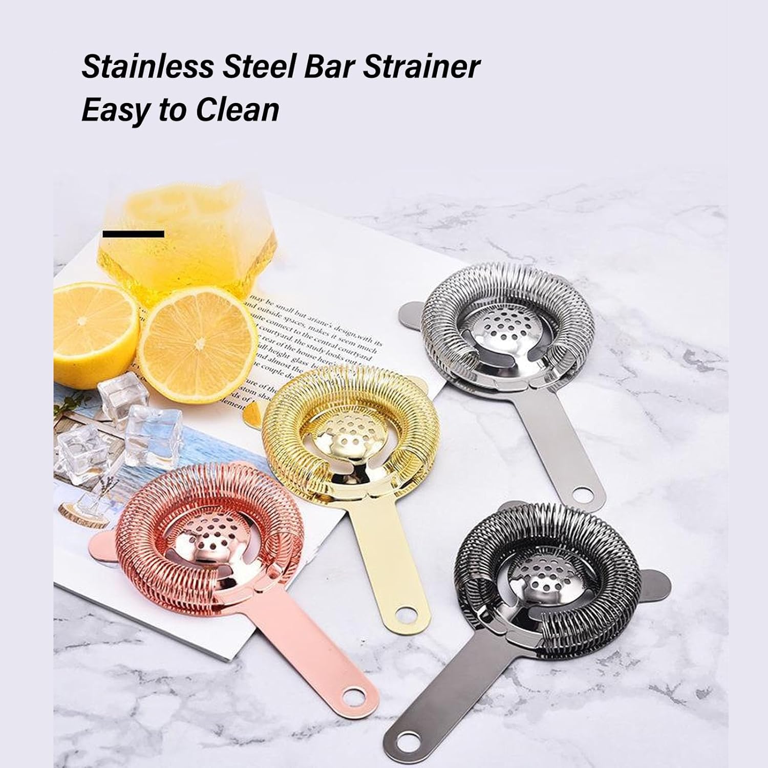 304 Stainless Steel Cocktail Bar Strainer for Home Bars and Restaurants Gold
