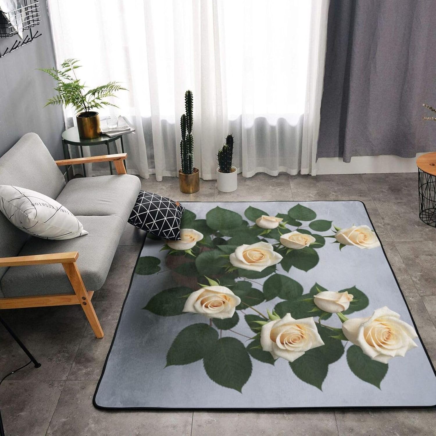 White Flowers Floor Mat