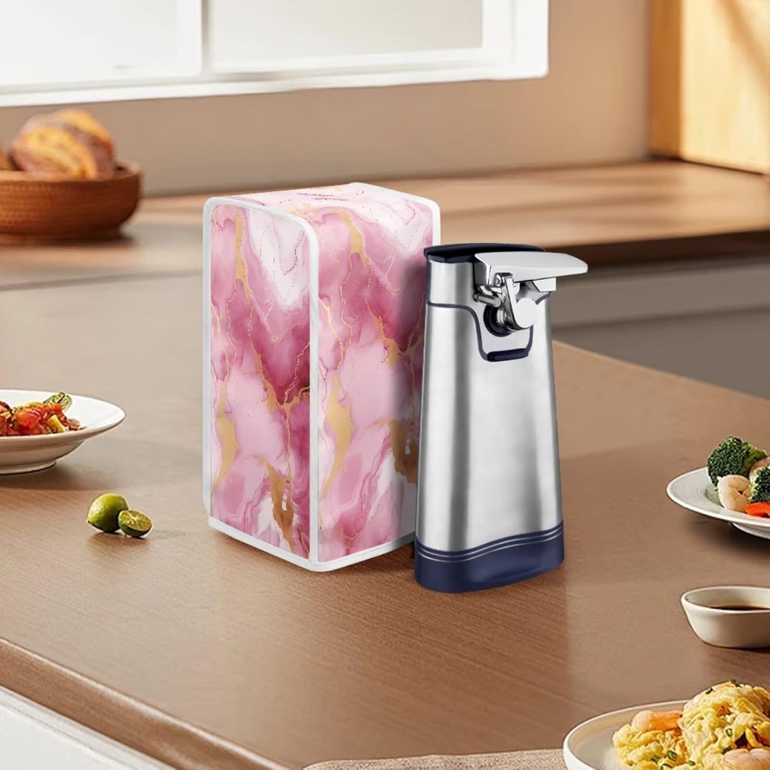 Pink Marbles Print Electric Can Opener Cover