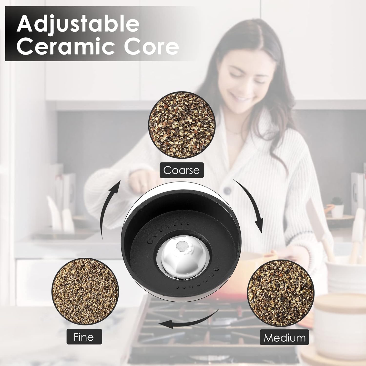 Vzaahu - Stainless Steel Salt and Pepper Generators with Magnetic Lid