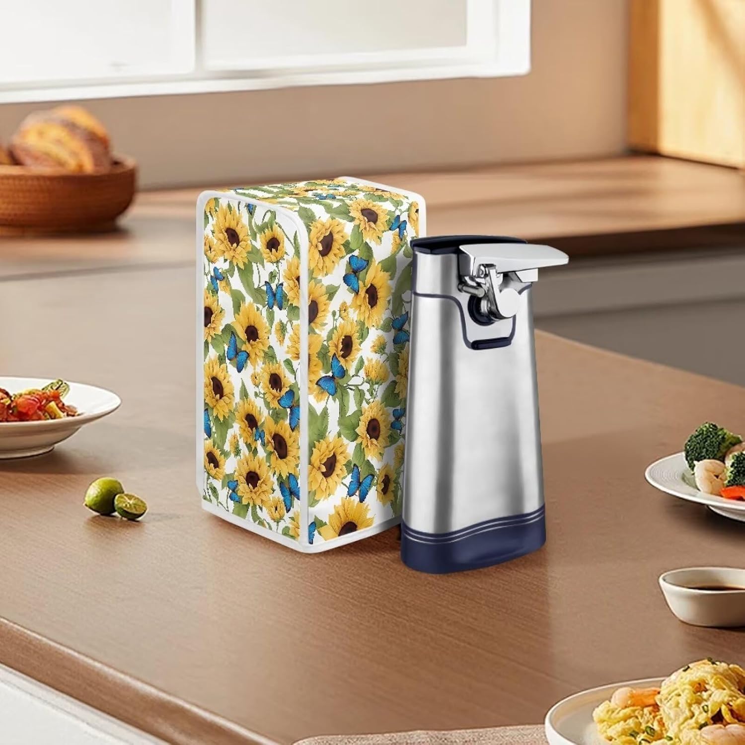 Blue Butterfly Sunflowers Electric Can Opener Cover