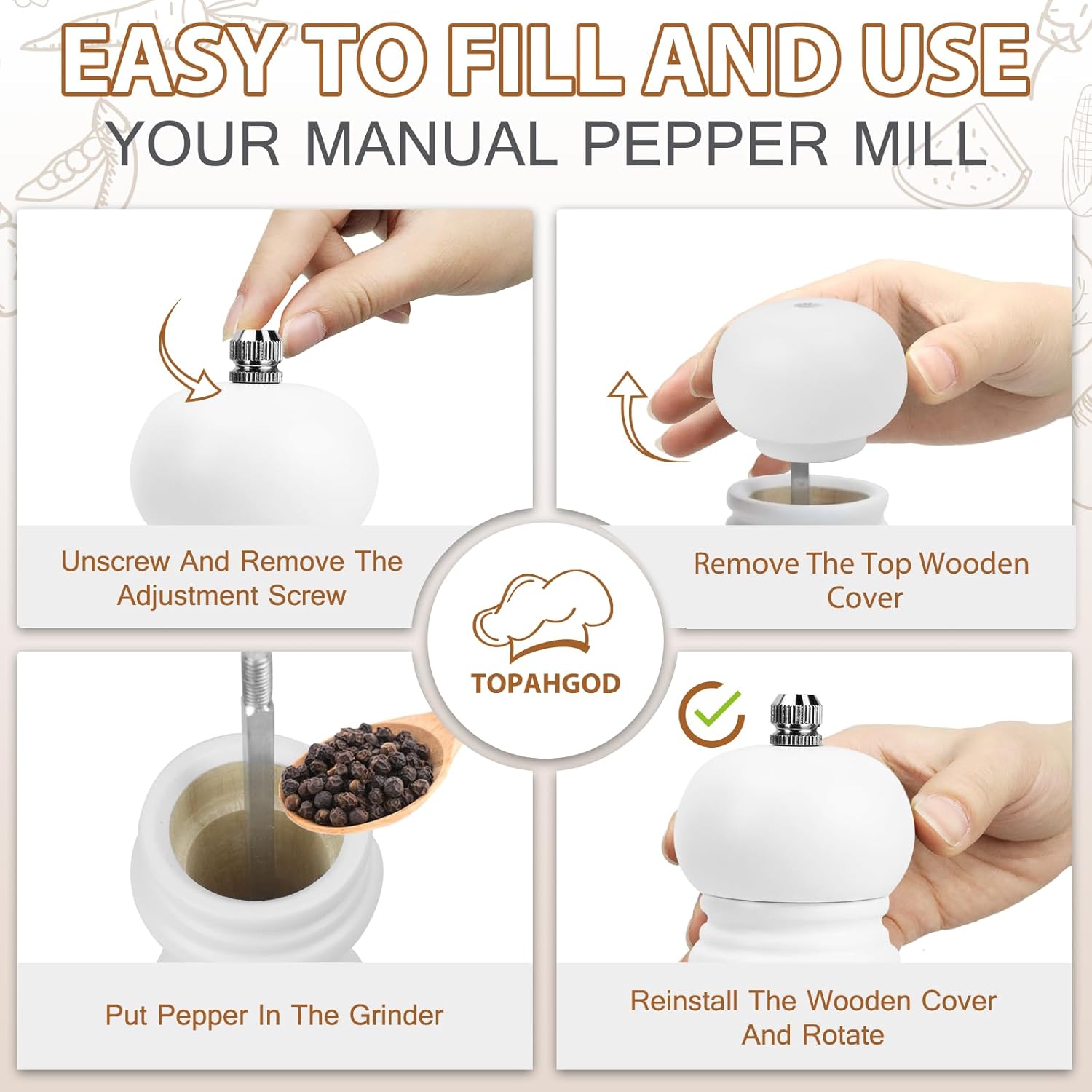 Premium Salt Pepper Grinder Set with Wooden Case