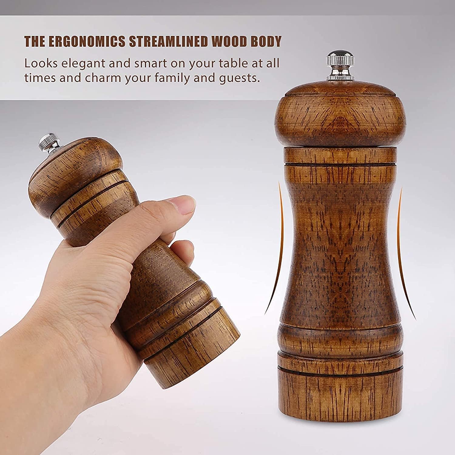 Powstro 5-inch Adjustable Ceramic Pepper Grinder