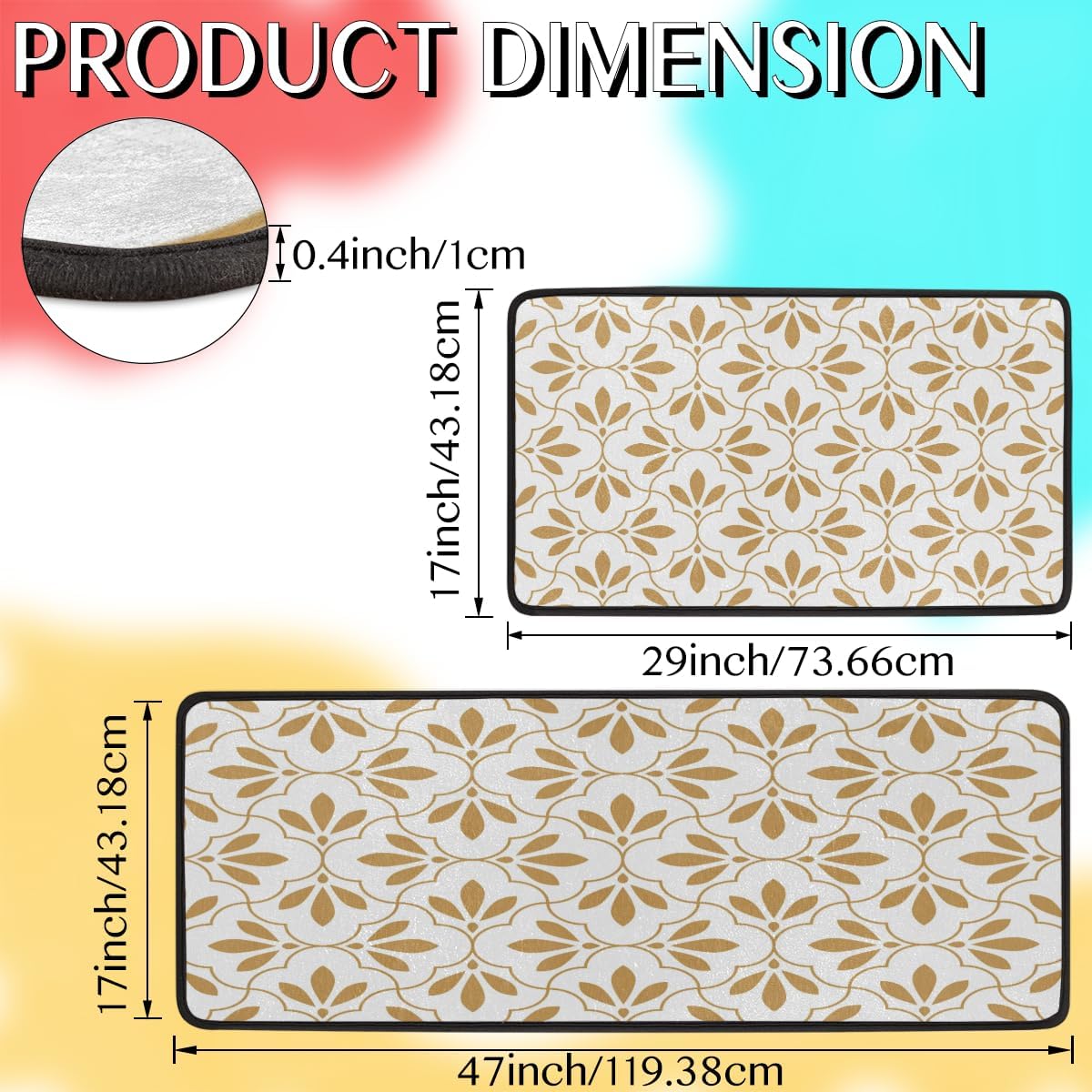 DUCANLL 2-Piece Anti-Fatigue Kitchen Mat Set