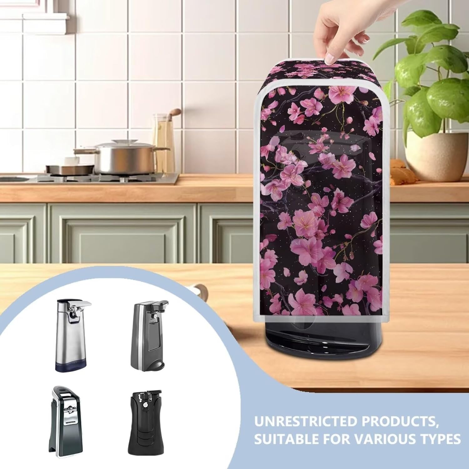 Elegant Pink Flowers Can Opener Cover
