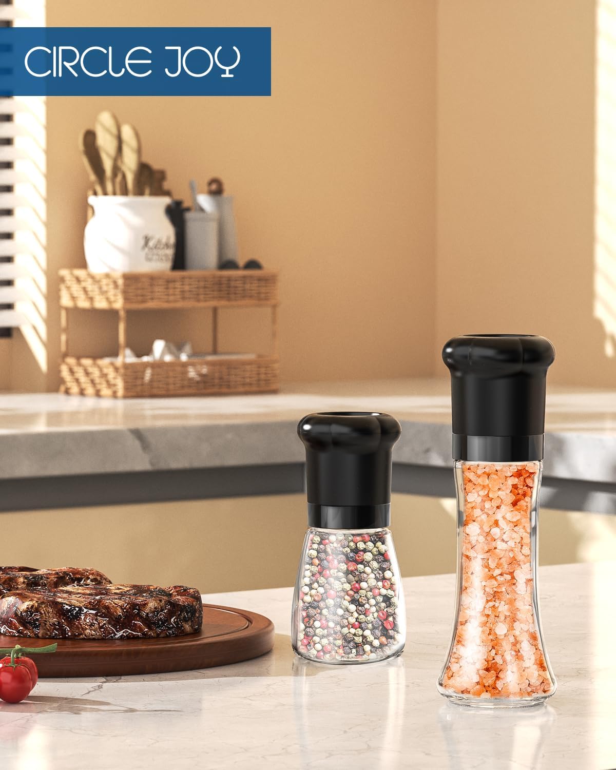 Elegant Professional Salt Pepper Grinder Set for Chefs Hat Appearance
