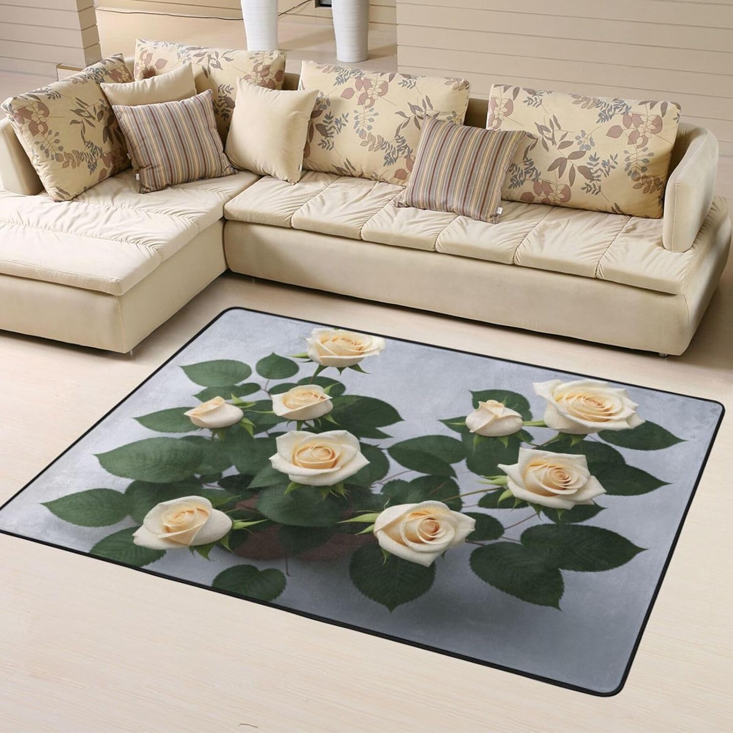 White Flowers Floor Mat